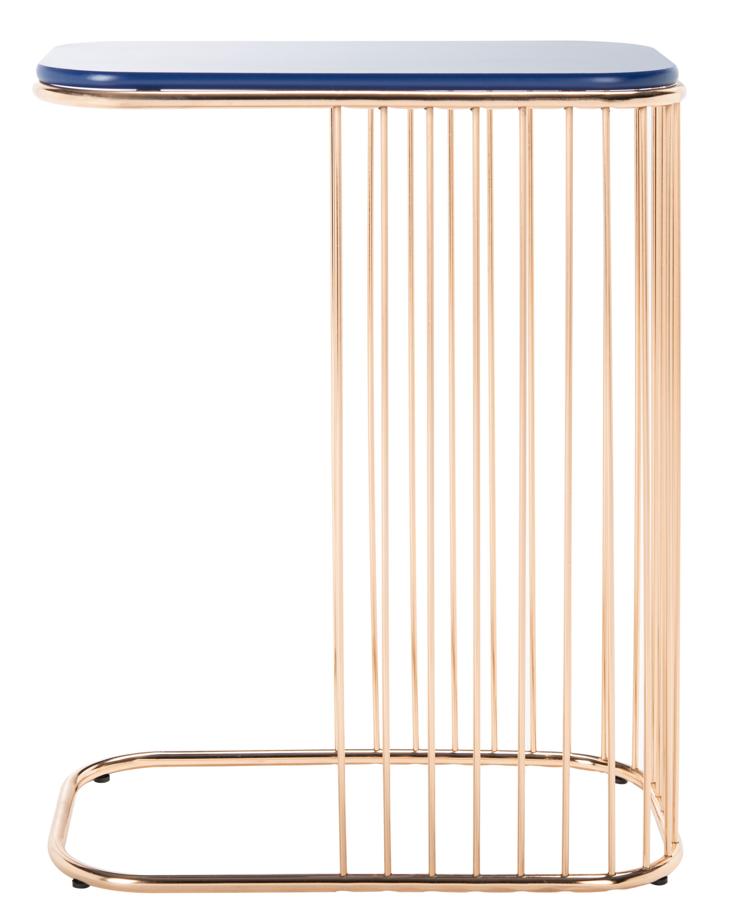 Safavieh ACC8005A Stafford 17.7-in W x 22.8-in H Blue Wood Top/Gold Iron Body Wood Oval Modern End Table Assembly Required