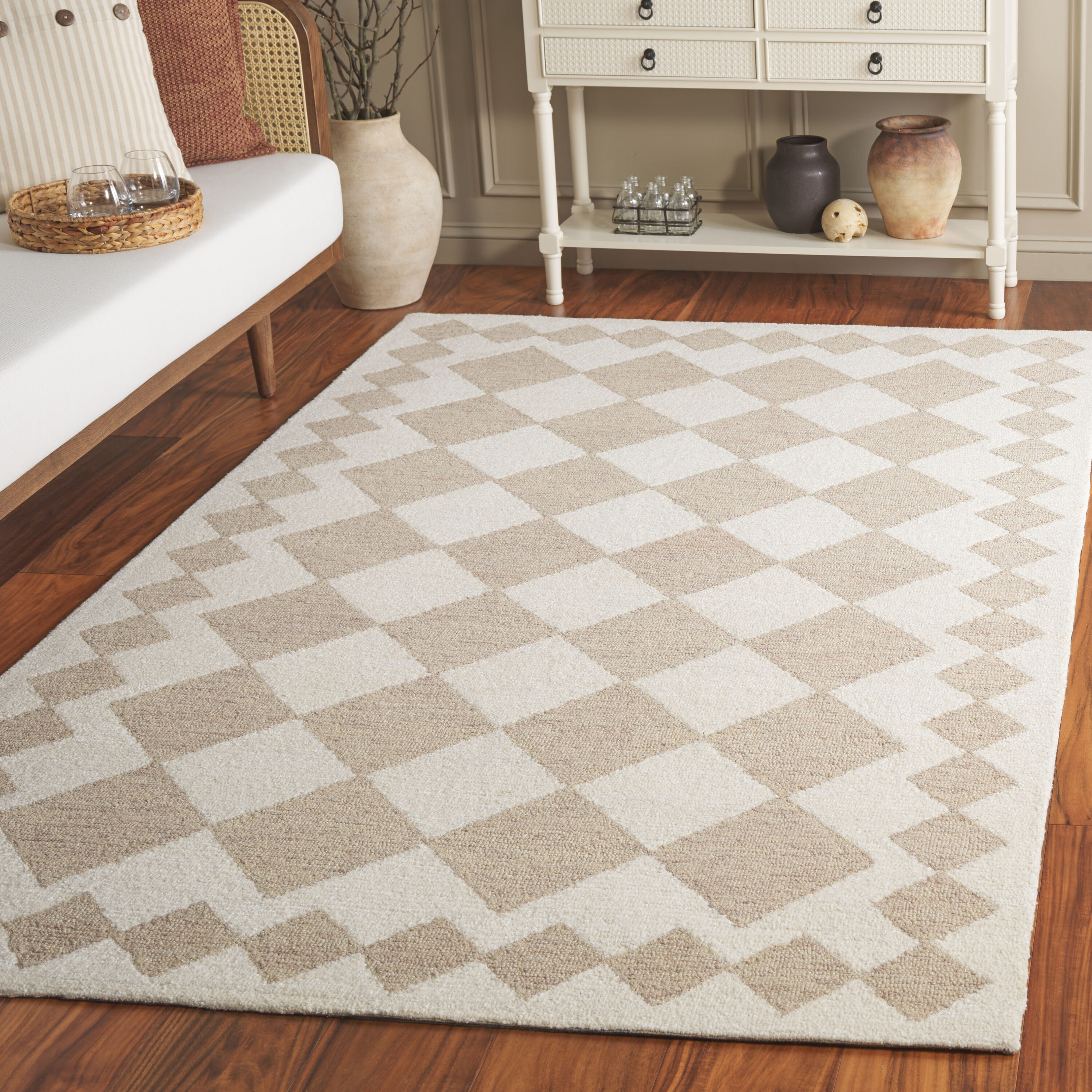  Ebony 137 Beige/Ivory Contemporary 5ft x 8ft Medium Rectangle Rug