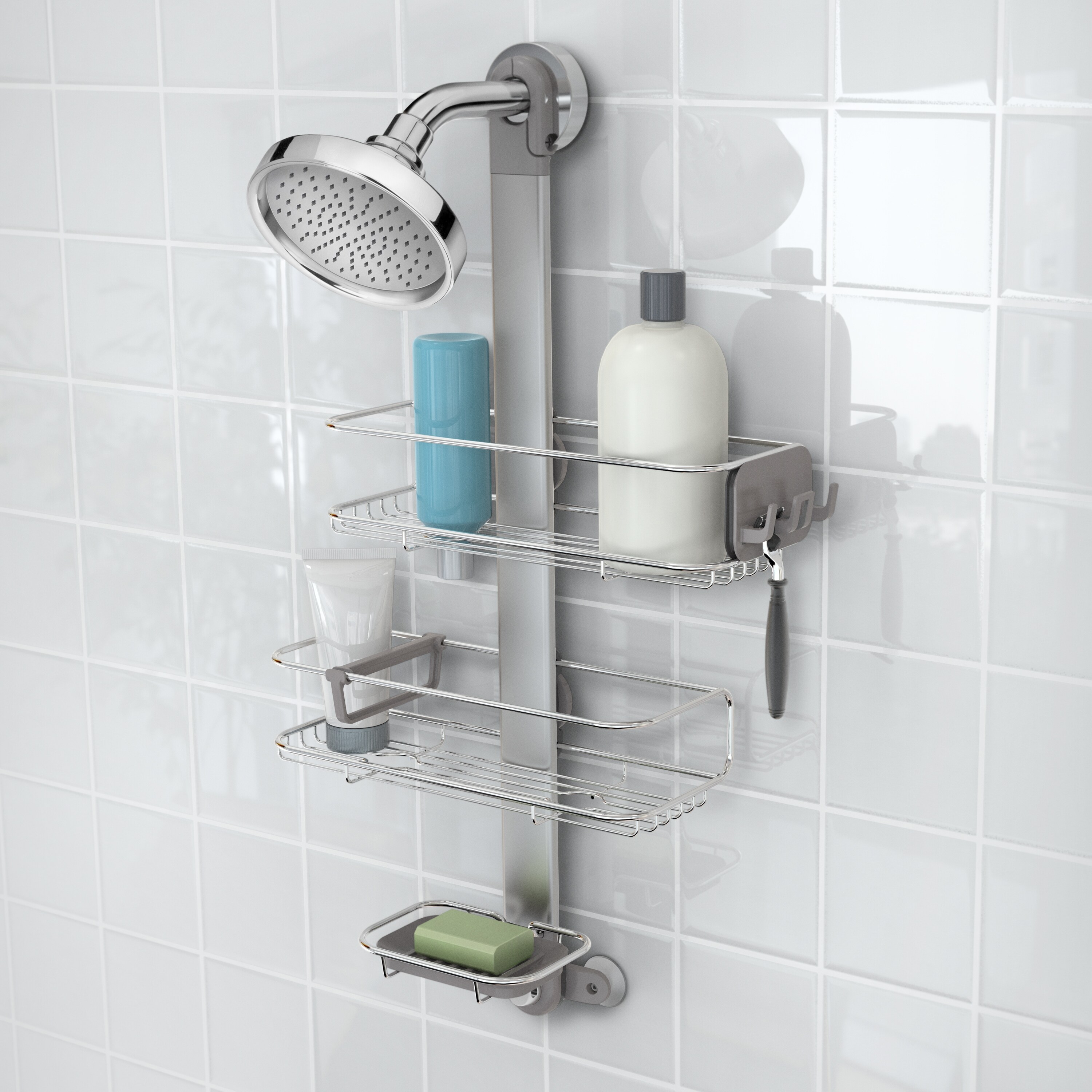 simplehuman Stainless Steel 8 ft. Tension Shower Caddy Organizer