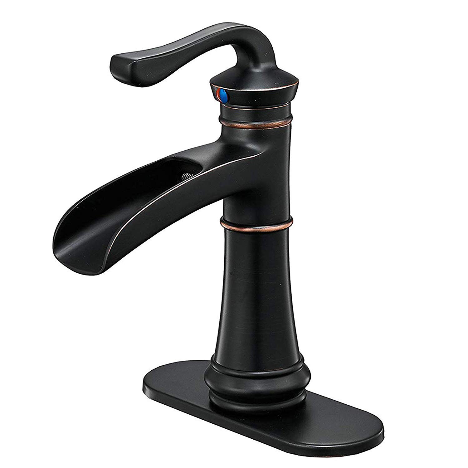 Bathroom Sink Faucet Waterfall offers Single-Handle Single Hole Deck Bronze