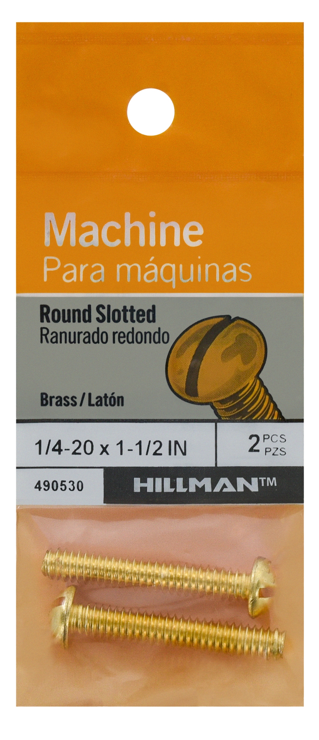 Hillman 490530 1/4-in - 20 x 1-1/2-in Slotted -Drive Machine screws ( 2 -Count )