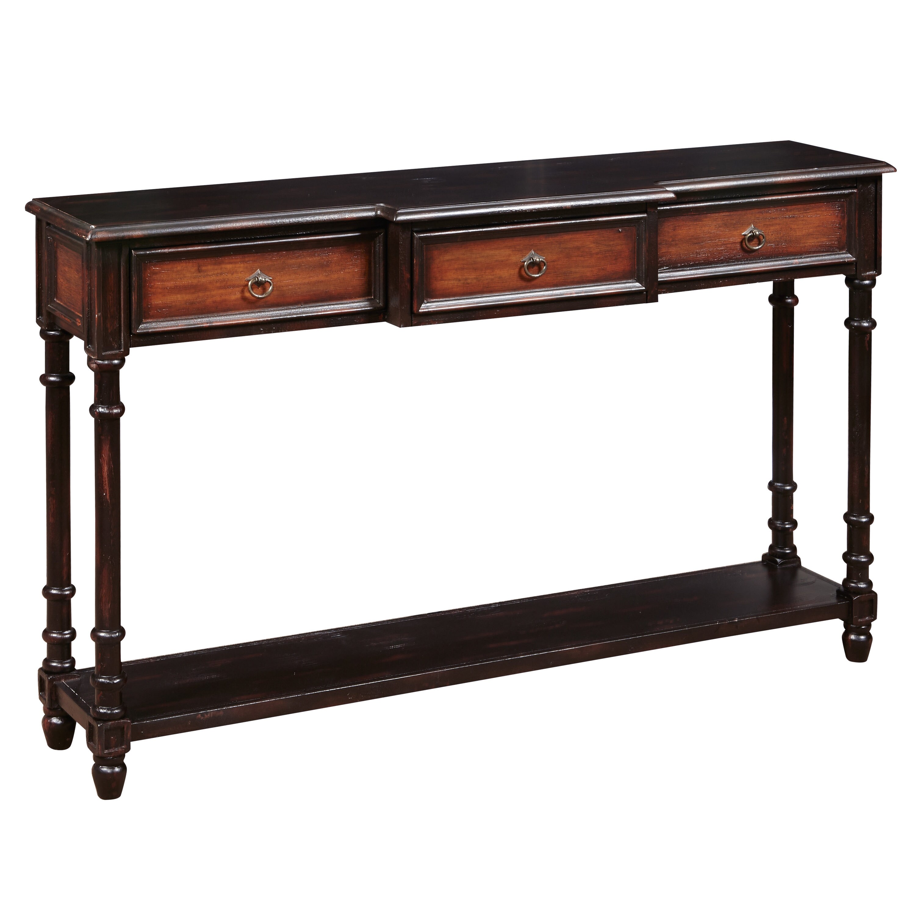 HomeFare Industrial Worn Black Console Table at Lowes.com