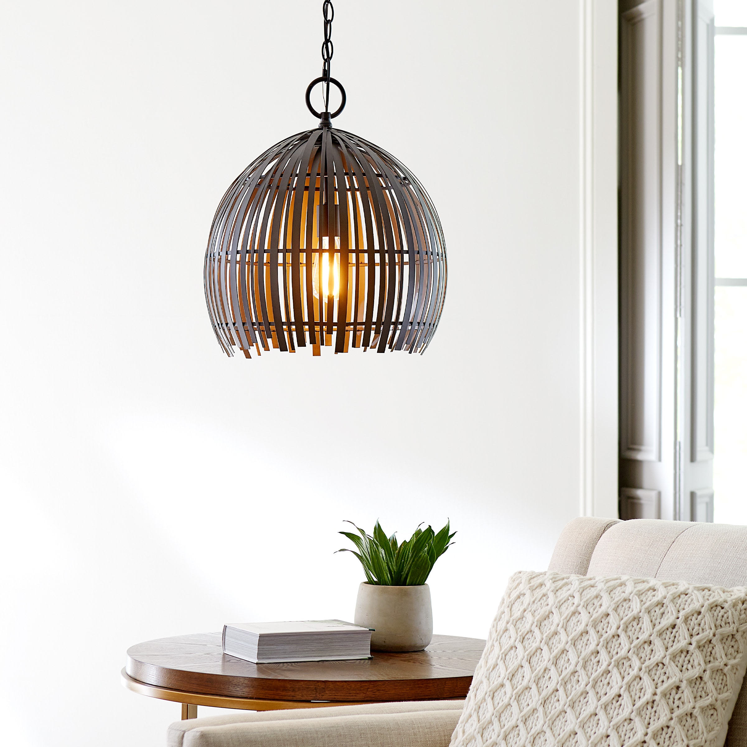 Generation Lighting 6622701-112 Hanalei 1 -Light Midnight Black Modern/contemporary Dome Medium Hanging Pendant light