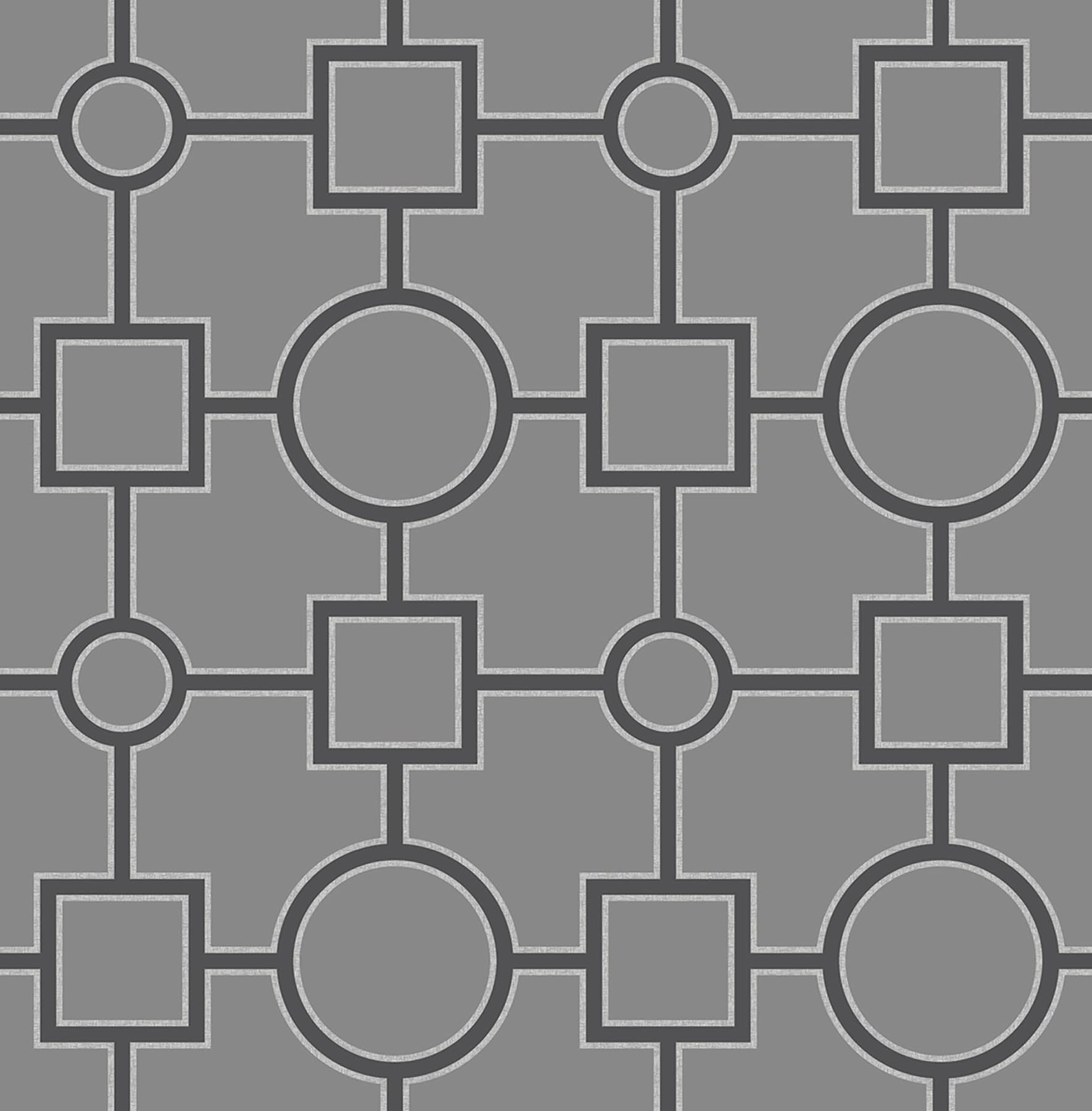 A-Street Prints 2625-21806 Symetrie 56.0-Sq. Feet Black Non-woven Geometric Unpasted Wallpaper