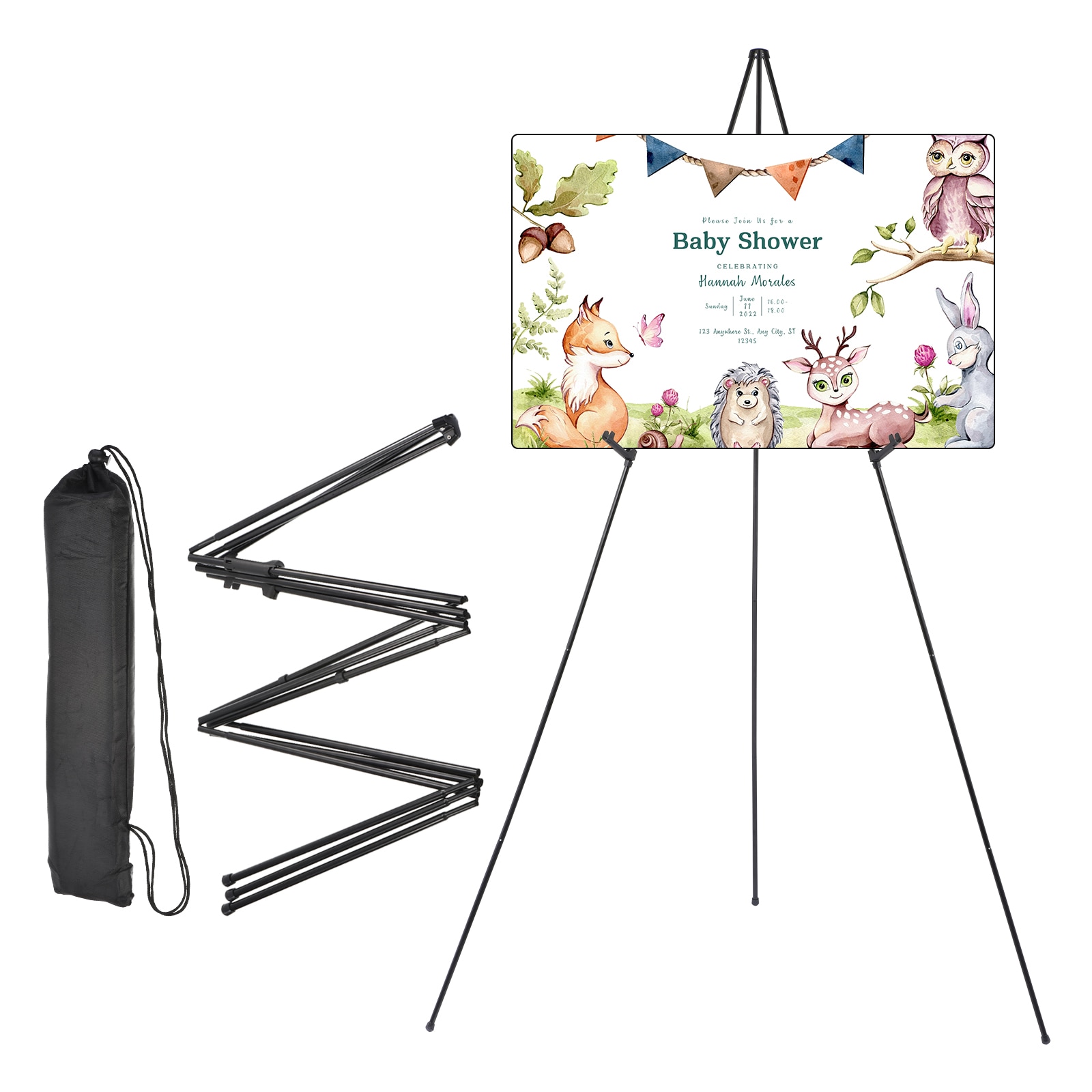 Unique Bargains - Easel Stand for Display 66 Inch Metal Floor Easel Stand for Wedding Sign Adjust...