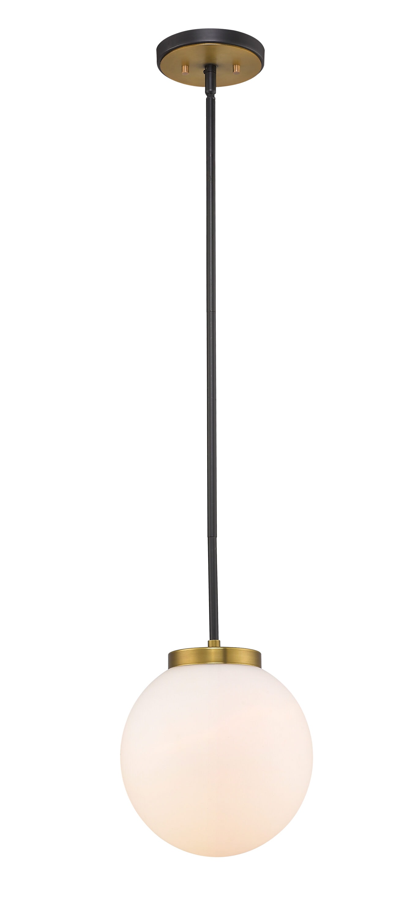 Z-Lite 477P10-MB-OBR Parsons Matte Black + Olde Brass Transitional Opal glass Globe Medium Hanging Pendant light