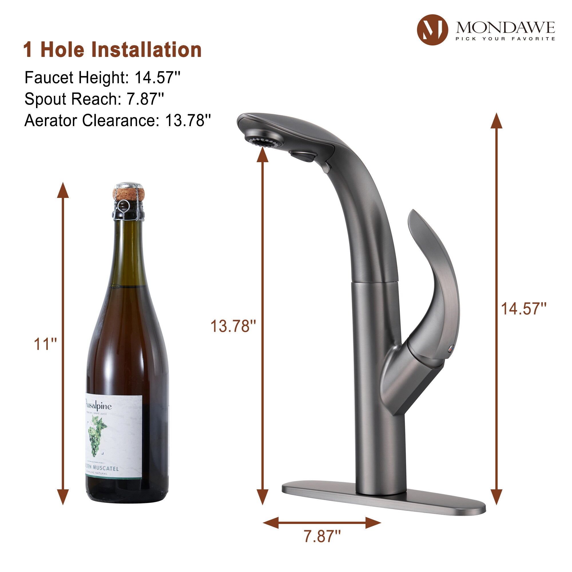 Mondawe MD-D68-GA Kitchen-Faucets - View #11