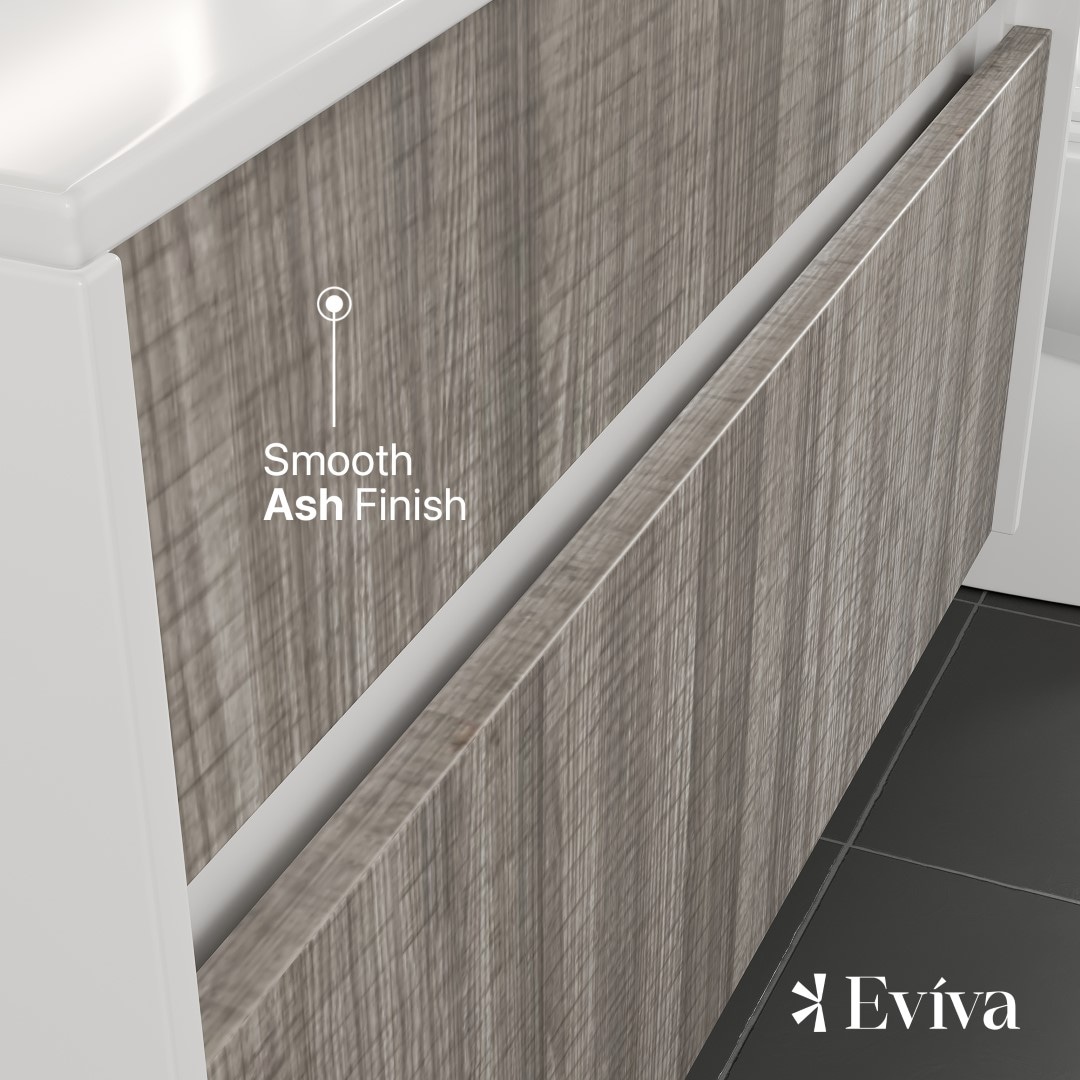 Ashy 32" Gray Laminate Wall-Mount Vanity with Acrylic Sink