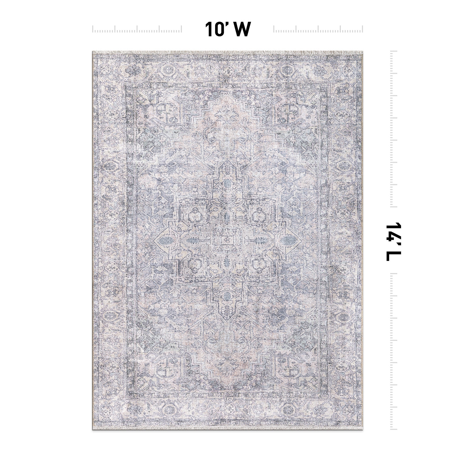 Blue Synthetic Flat Woven Medallion 10' x 14' Washable Rug