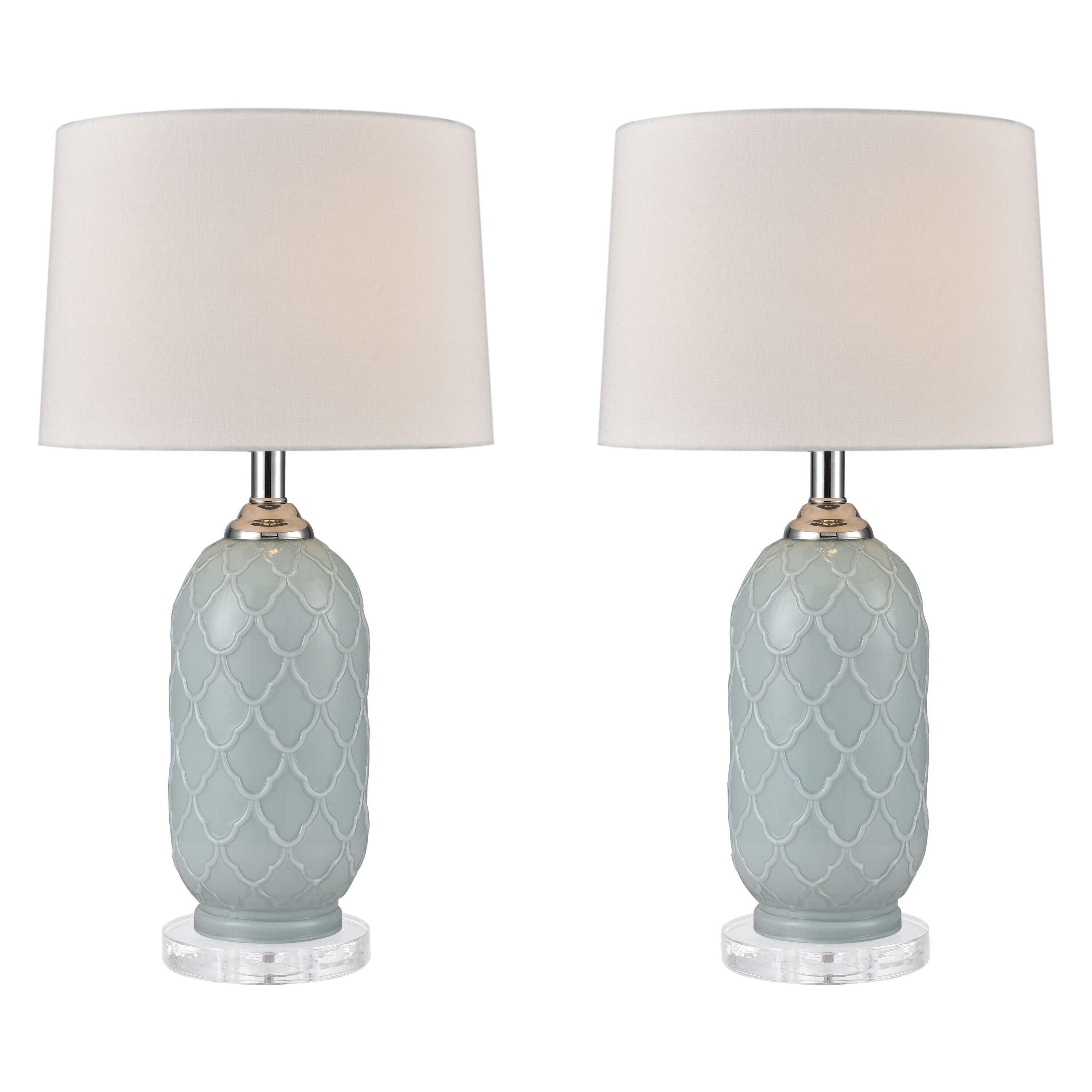 Coolidge 12.5-in Pale Blue 3-way Table Lamp with Fabric Shade | - Westmore by ELK Lighting LW-202331395