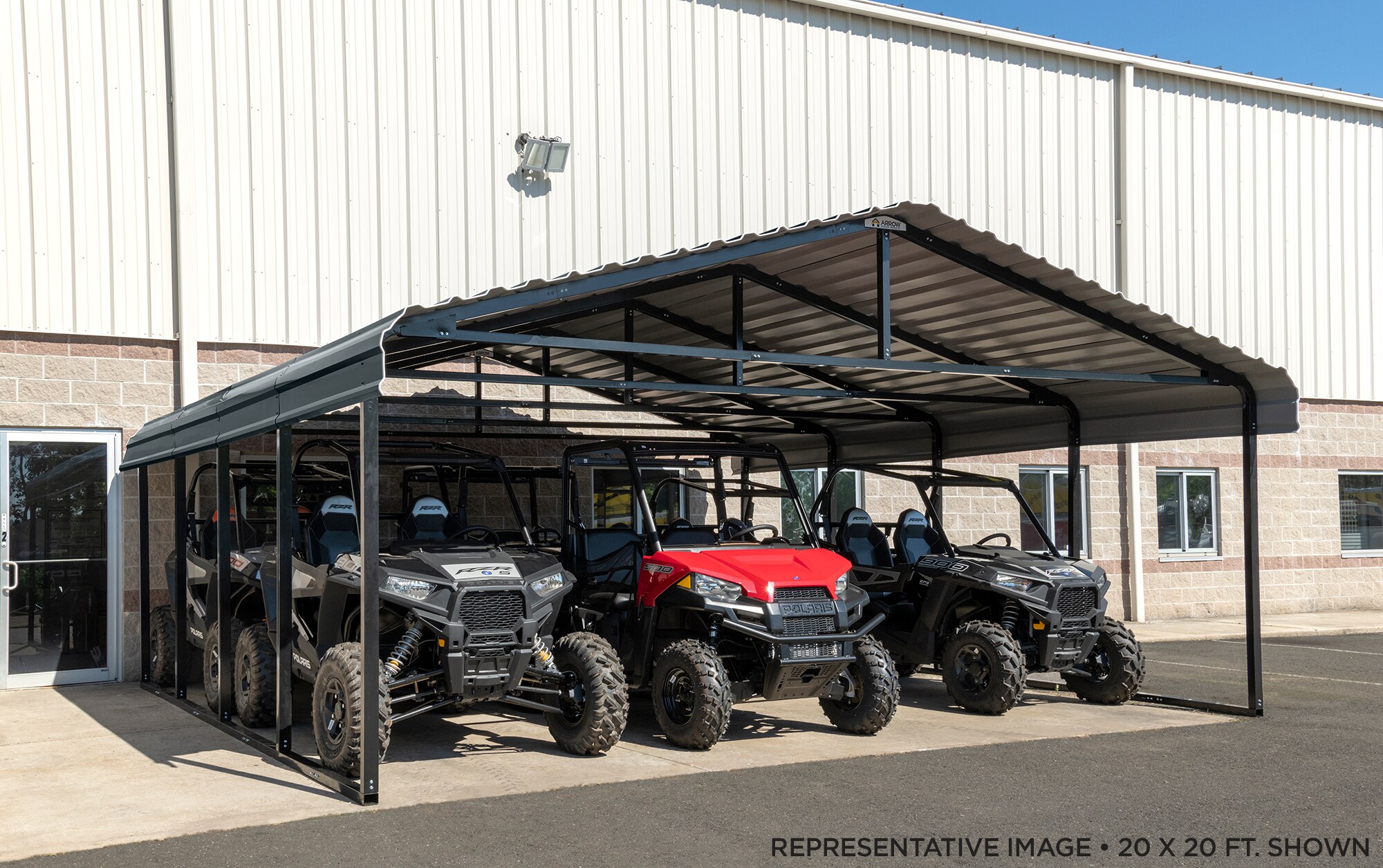Charcoal Galvanized Steel Carport with Black Frame, 20 ft. x 24 ft.