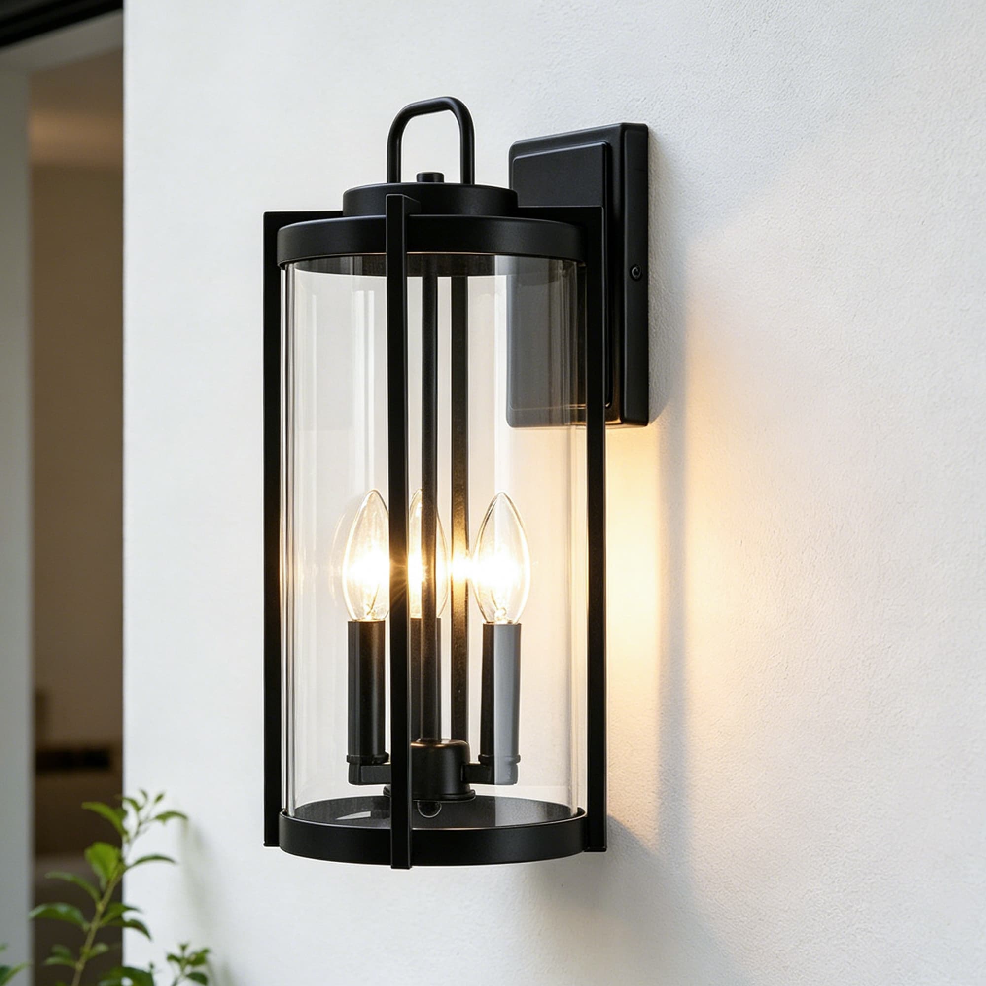 Edvivi 3 -Light 16.5-in H Matte Black Hardwired Outdoor Wall Light