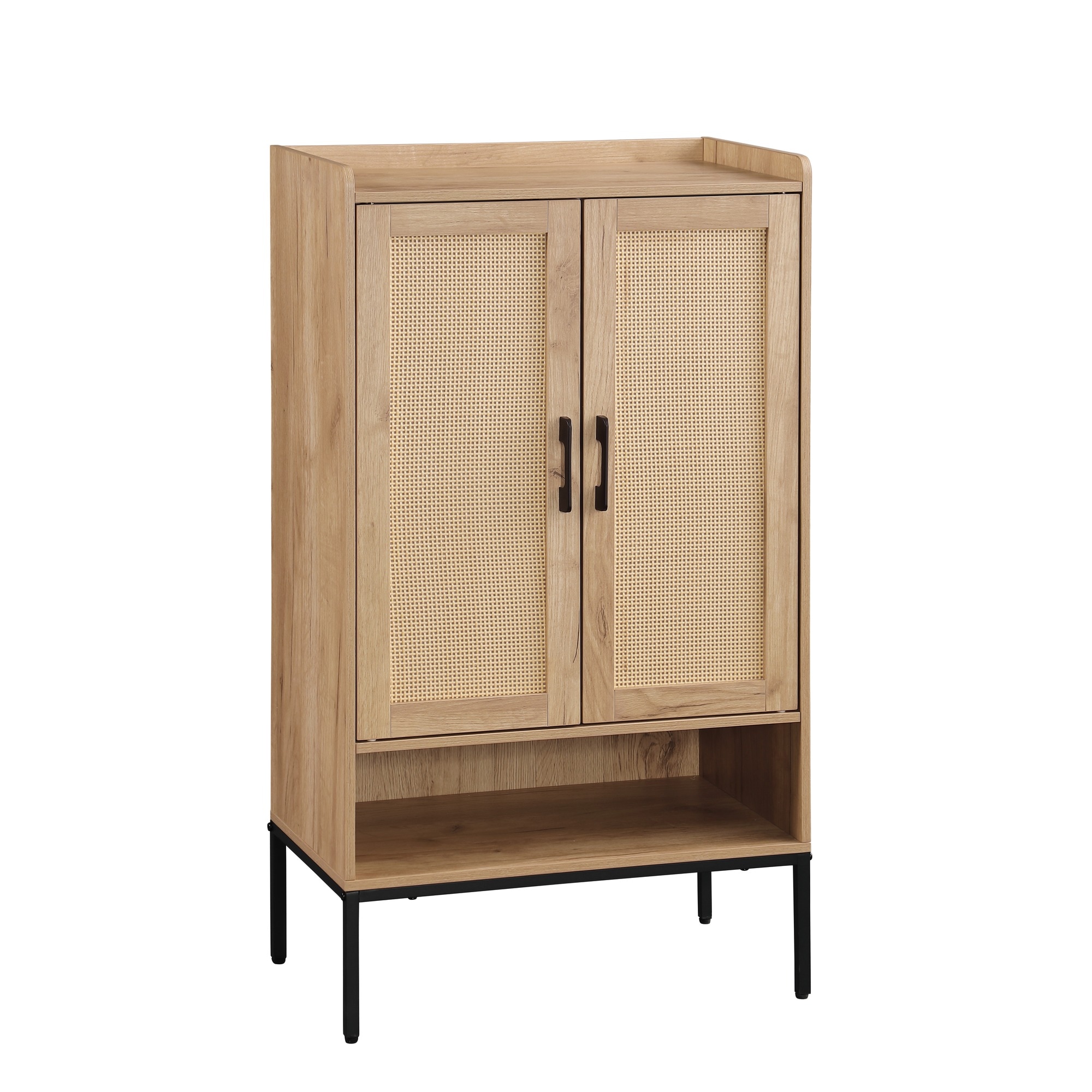 HyperDrop Cart Rattan Door Shoe Storage Cabinet 5 Tier Open Shelf Wooden Shoe Organizer For Entryway Hallway Closet And Bedroom Natural Finish