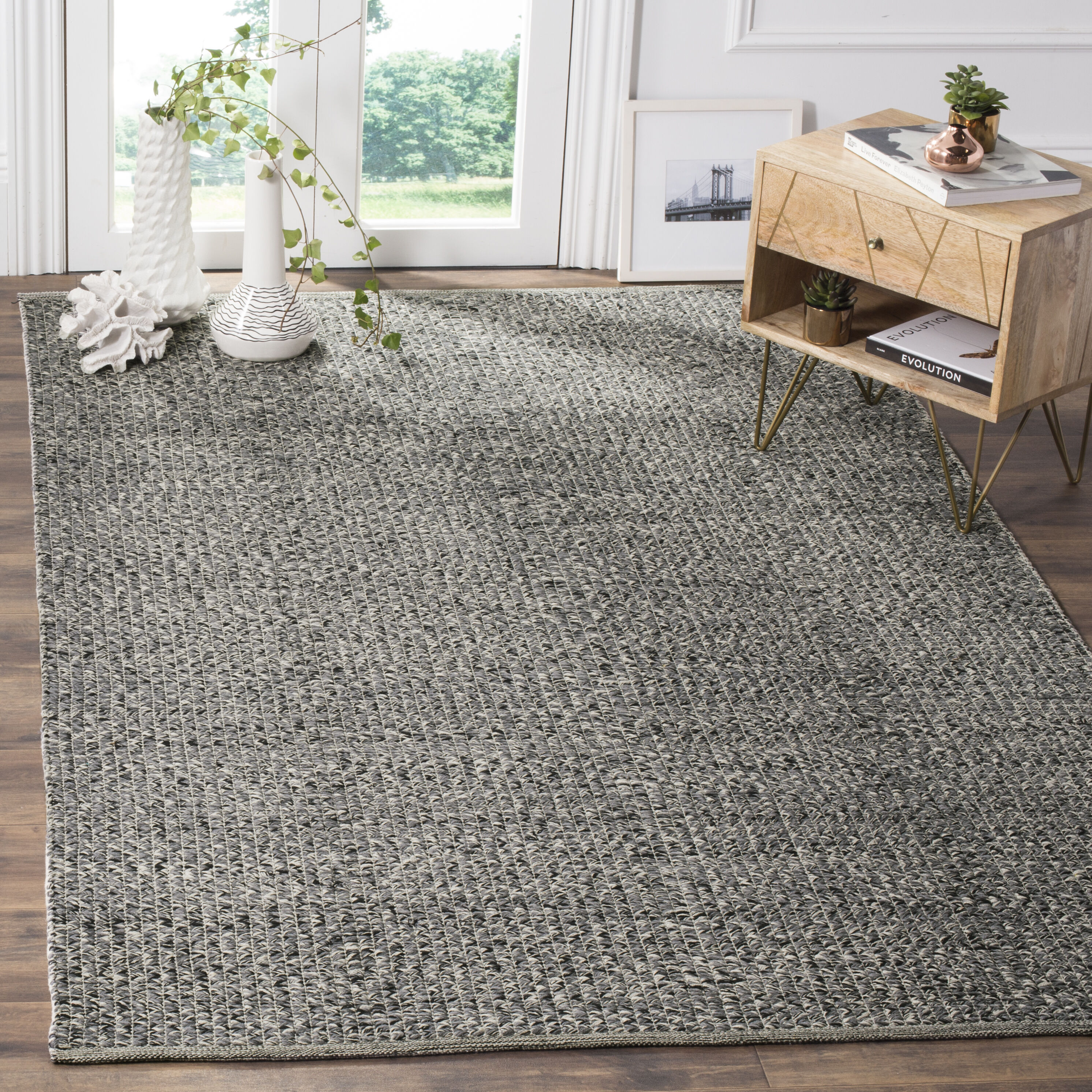Safavieh MTK602G-6 Montauk Wategos 6 x 9 (ft) Cotton Gray/Multi Rectangular Indoor Abstract Coastal Area rug