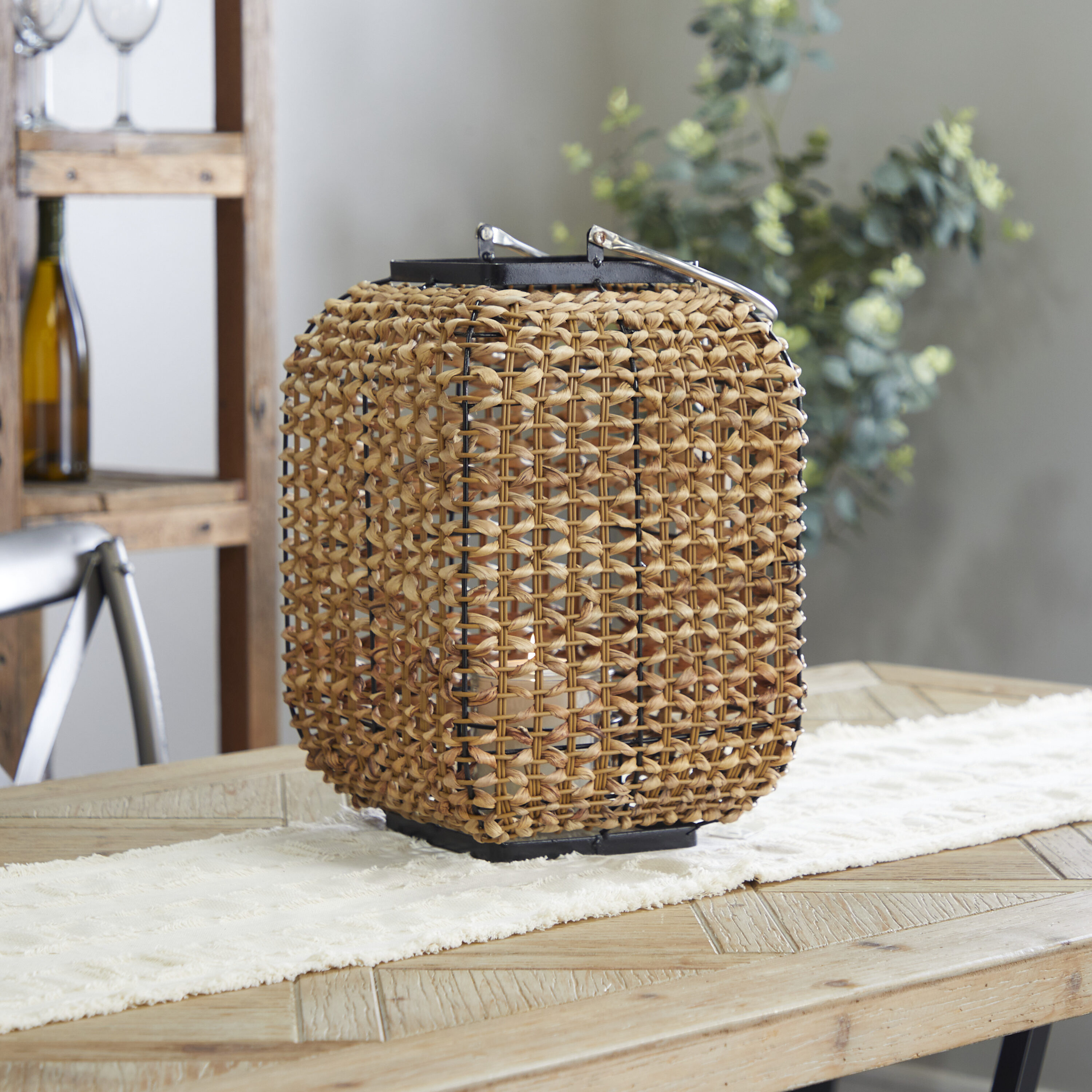 The Novogratz 30355 1 Candle Wicker Lantern Candle Holder