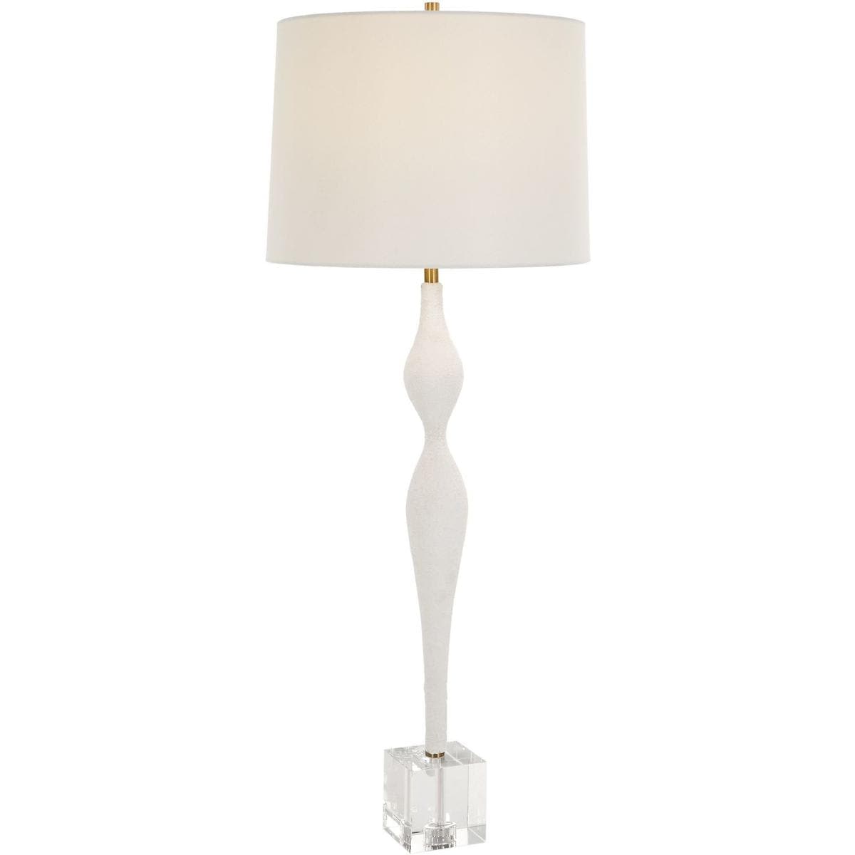 Uttermost 2668088 30259 Helena Table Lamp Chalk White and Antique Brass with Crystal