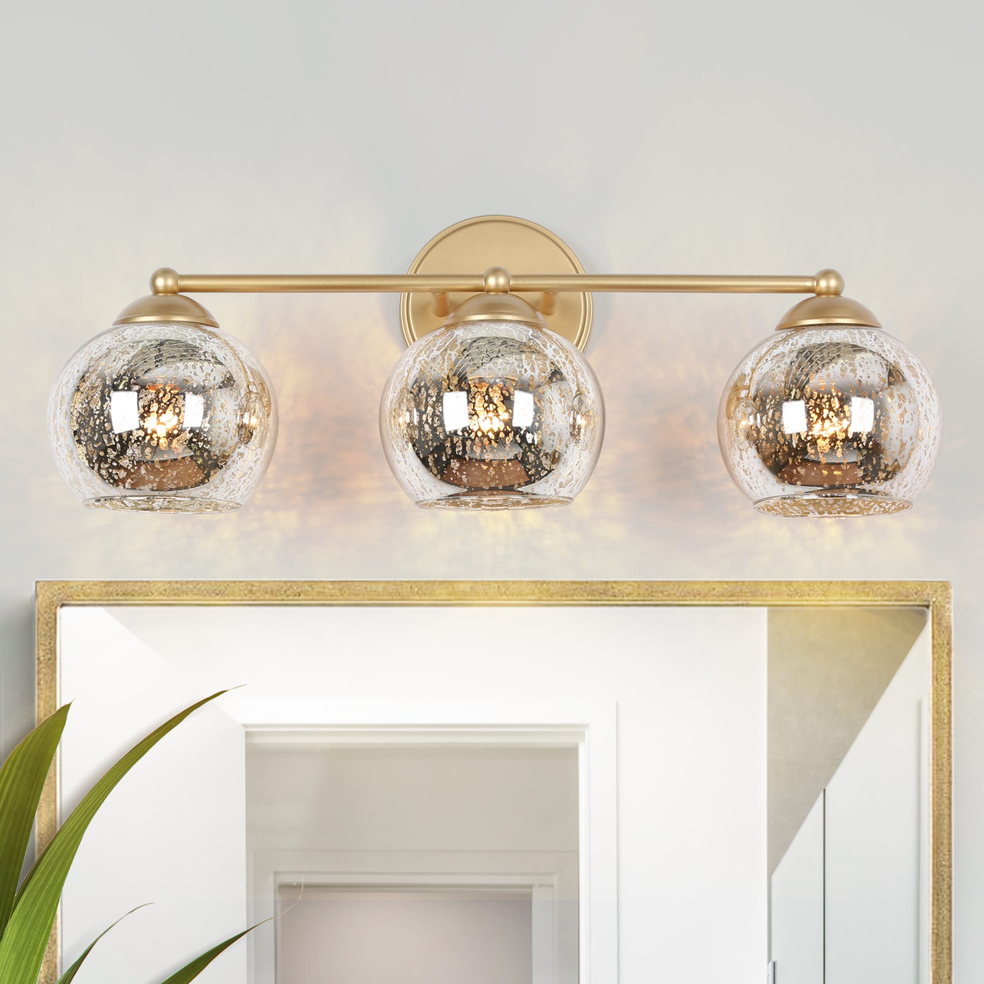 ZEVNI L3EIJAQ2W4589SQ7 Mylodia Modern Farmhouse 21-in 3 -Light Matte Gold Modern/contemporary Vanity light bar