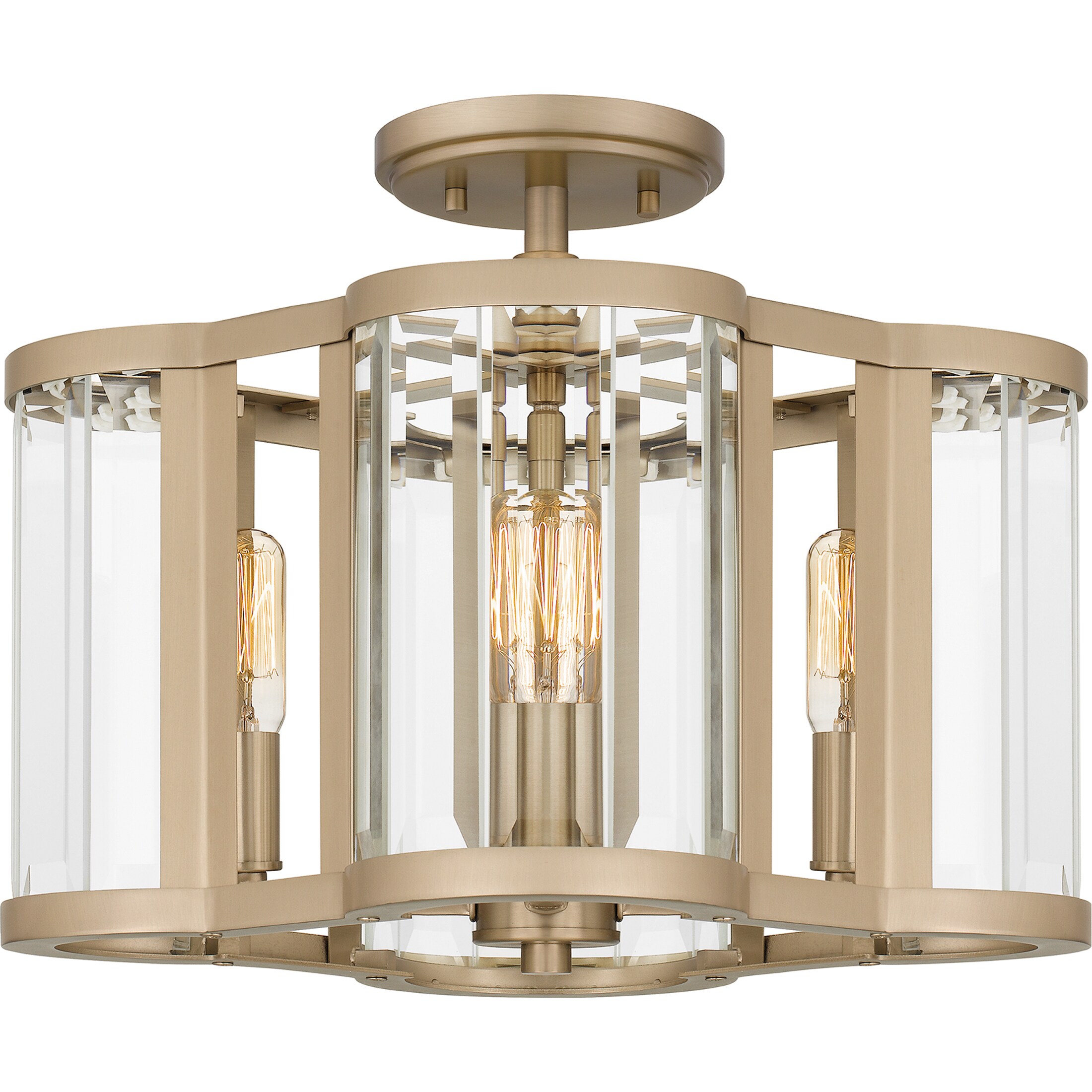 Quoizel QSF6193BGD Renee 4-Light 15-in Brushed Gold Led, Semi mount light