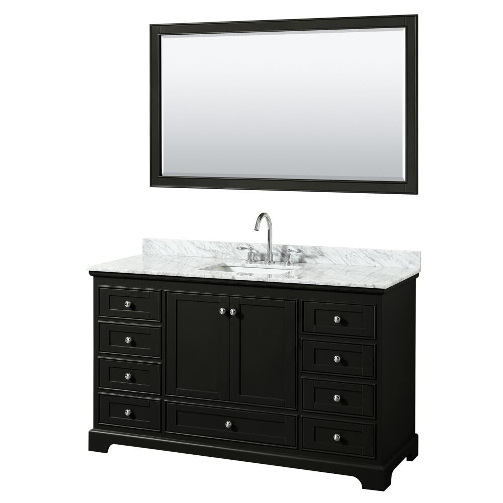 Wyndham Collection Deborah 60-in White Single Sink Bathroom Vanity with White Carrara Natural Marble Top (Mirror Included)