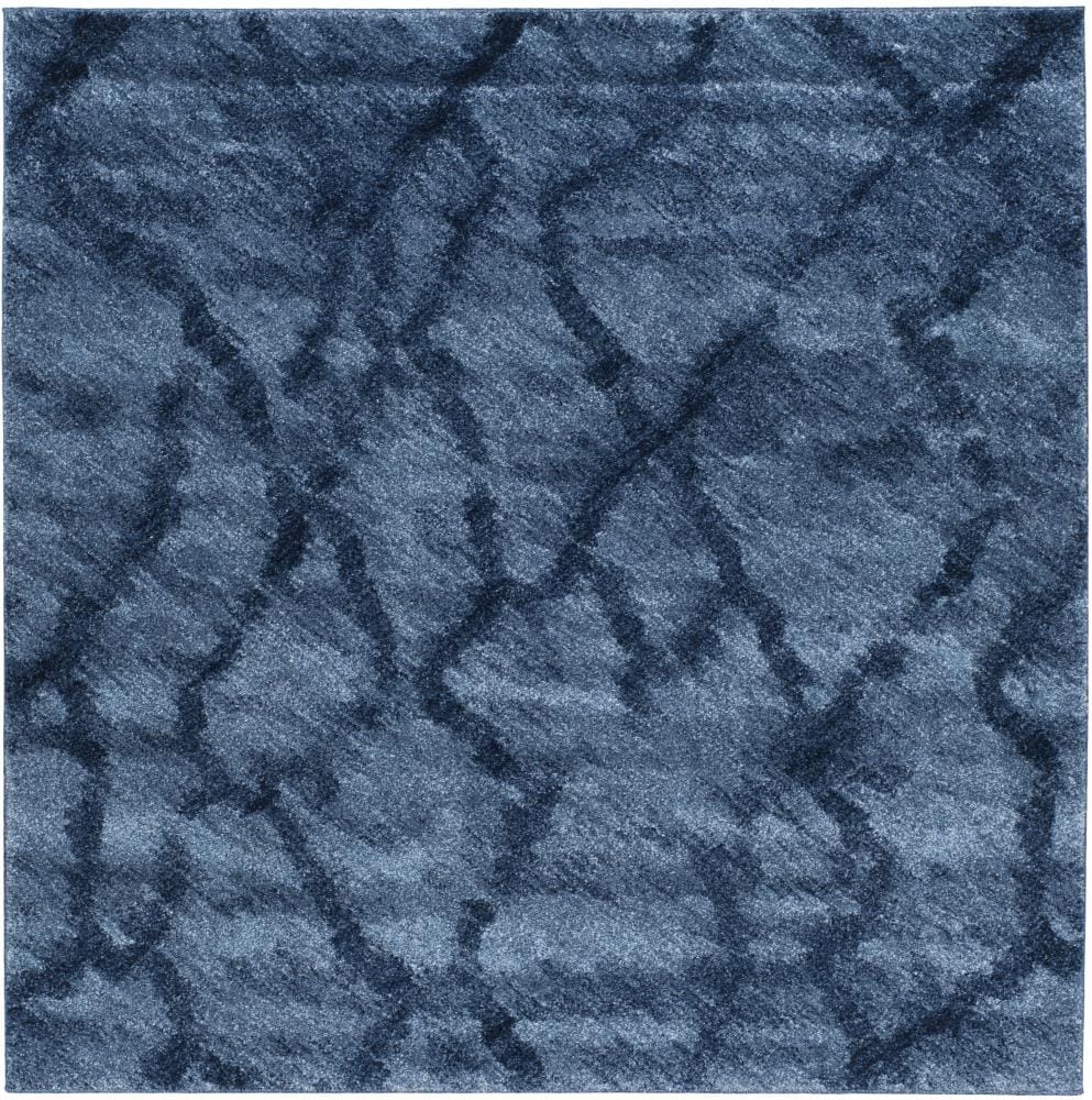 Safavieh RET2144-6570-6SQ Retro Mopani 6 x 6 (ft) Loomed Polypropylene Blue/Dark Blue Square Indoor Abstract Area rug