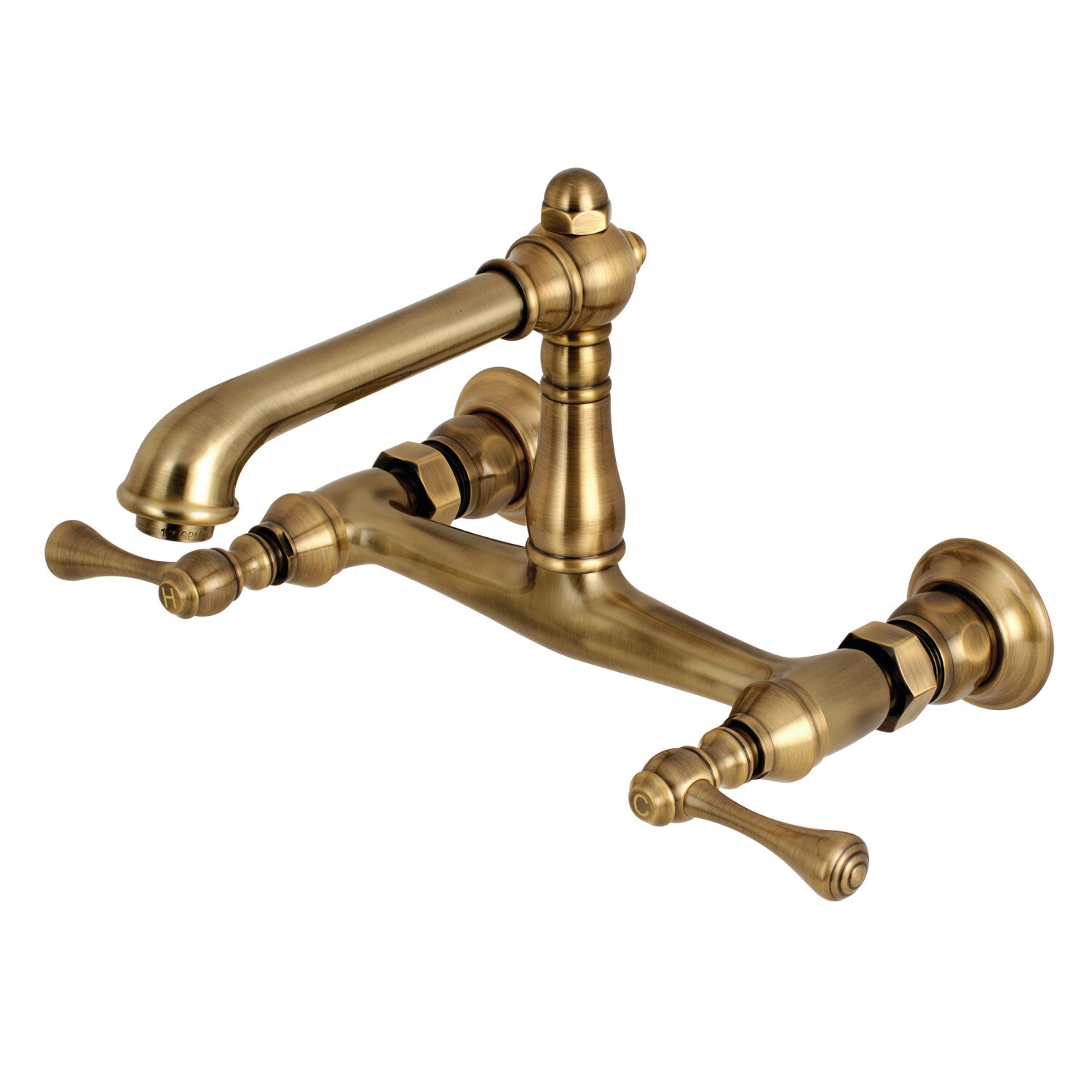 Kingston Brass English Country Antique Brass Wall-mount 2-handle Bathroom  Sink Faucet (3.56-in) in the Bathroom Sink Faucets department at