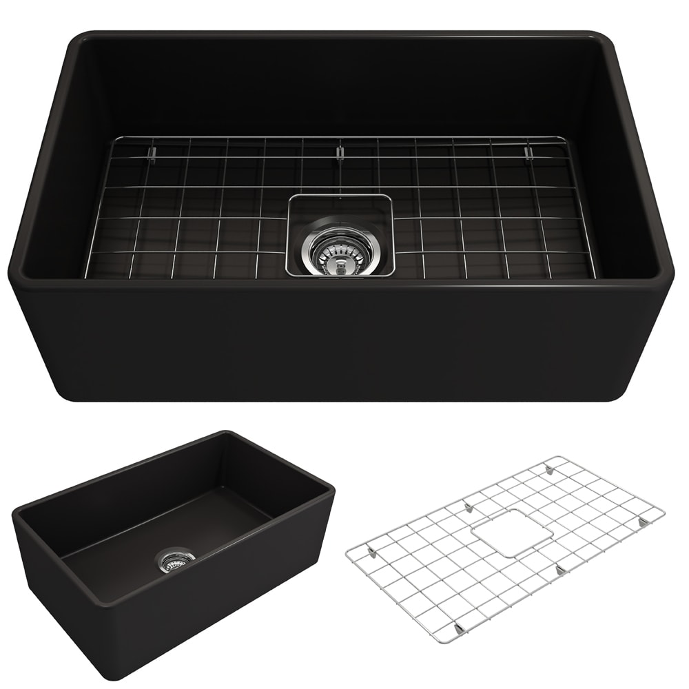 BOCCHI 1138-004-0120 Classico Farmhouse apron front 30-Inches x 18-Inches Fireclay Single bowl Kitchen Sink