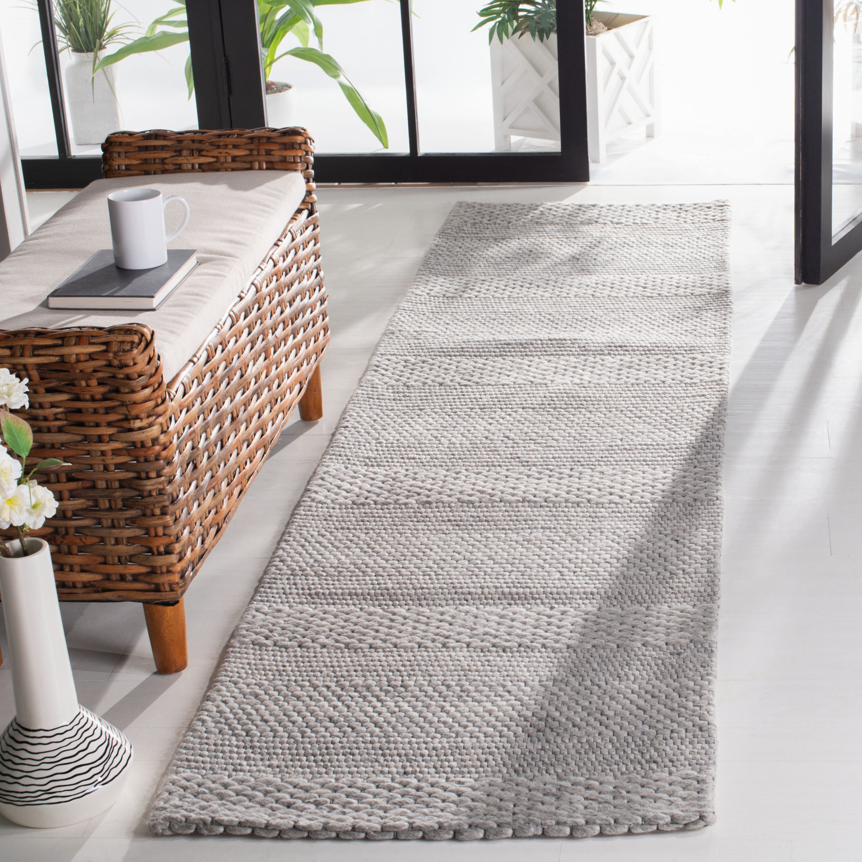  Marbella 556 Silver/Gray Contemporary 2ft-3in x 9ft Runner Rug