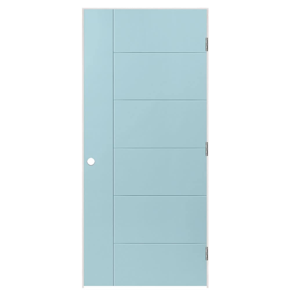Masonite 1447056 36-in x 80-in Sea Mist Hollow core Flush Left hand Smooth Prefinished Molded composite Flat Jamb Single Prehung Interior Door