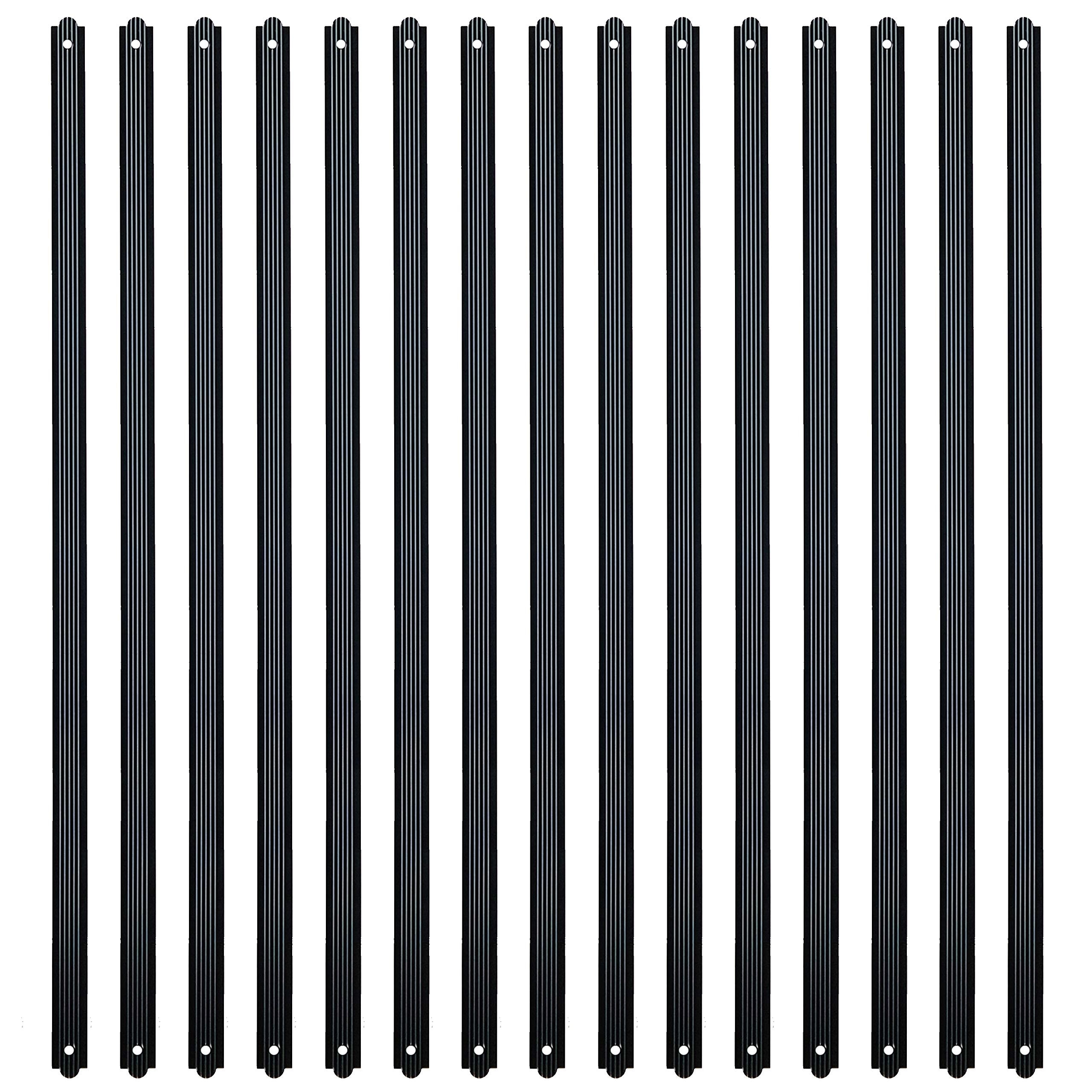 Aoibox  32 and One Quarter Inch Grooved Flat Straight Aluminum Deck Balusters Matte Black 25 Pack with Screws for Wood or Composite Facemount