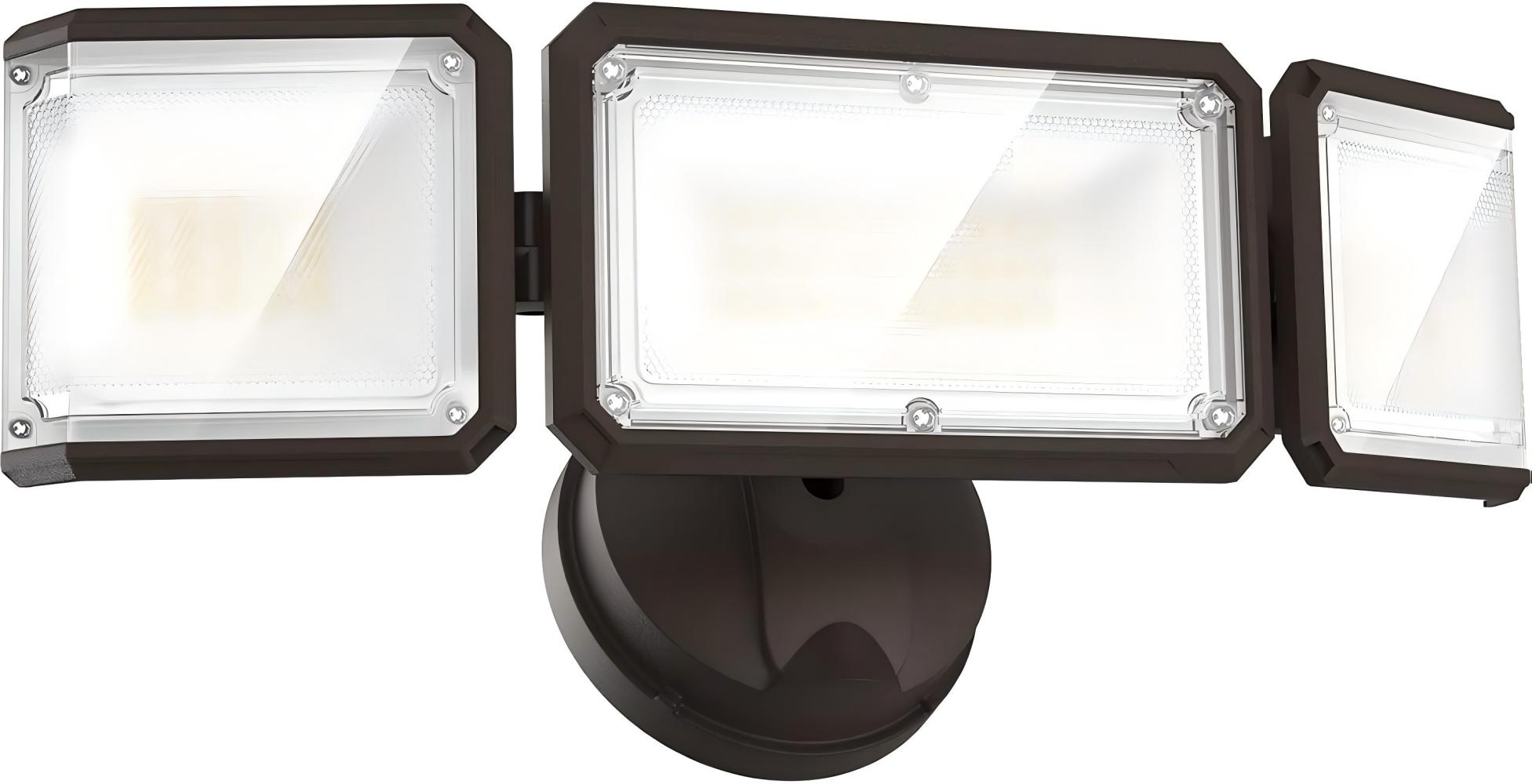 PetriMins LEPOWER 42W Flood Lights Outdoor 4200LM Bright LED Security Lights Outdoor with 3 Heads Switch Controlled Exterior Flood Light and 220 Wide Angle IP65 Waterproof for Garage Yard Porch Brown