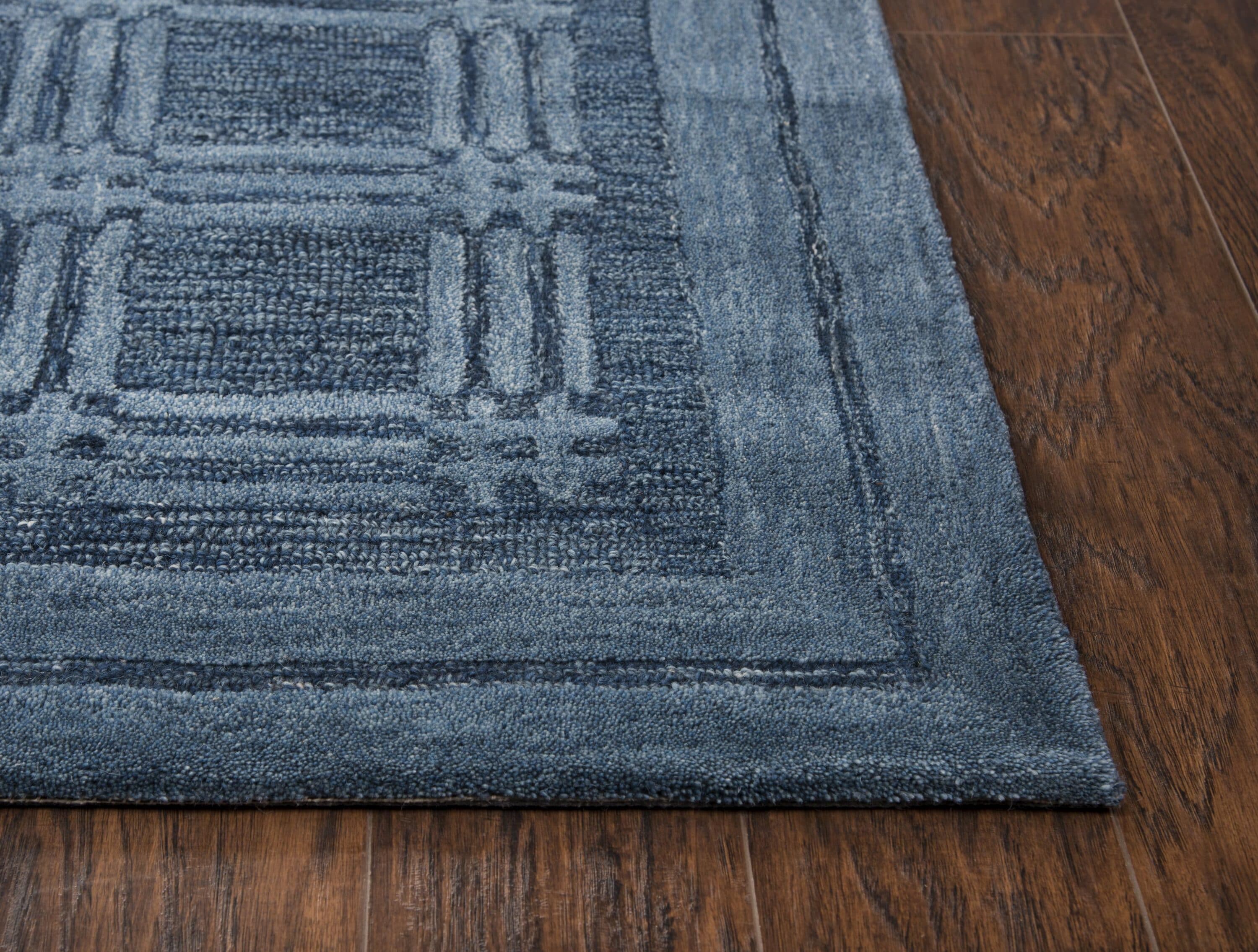 Emerson 9' x 12' Blue Hand-Tufted Wool Area Rug