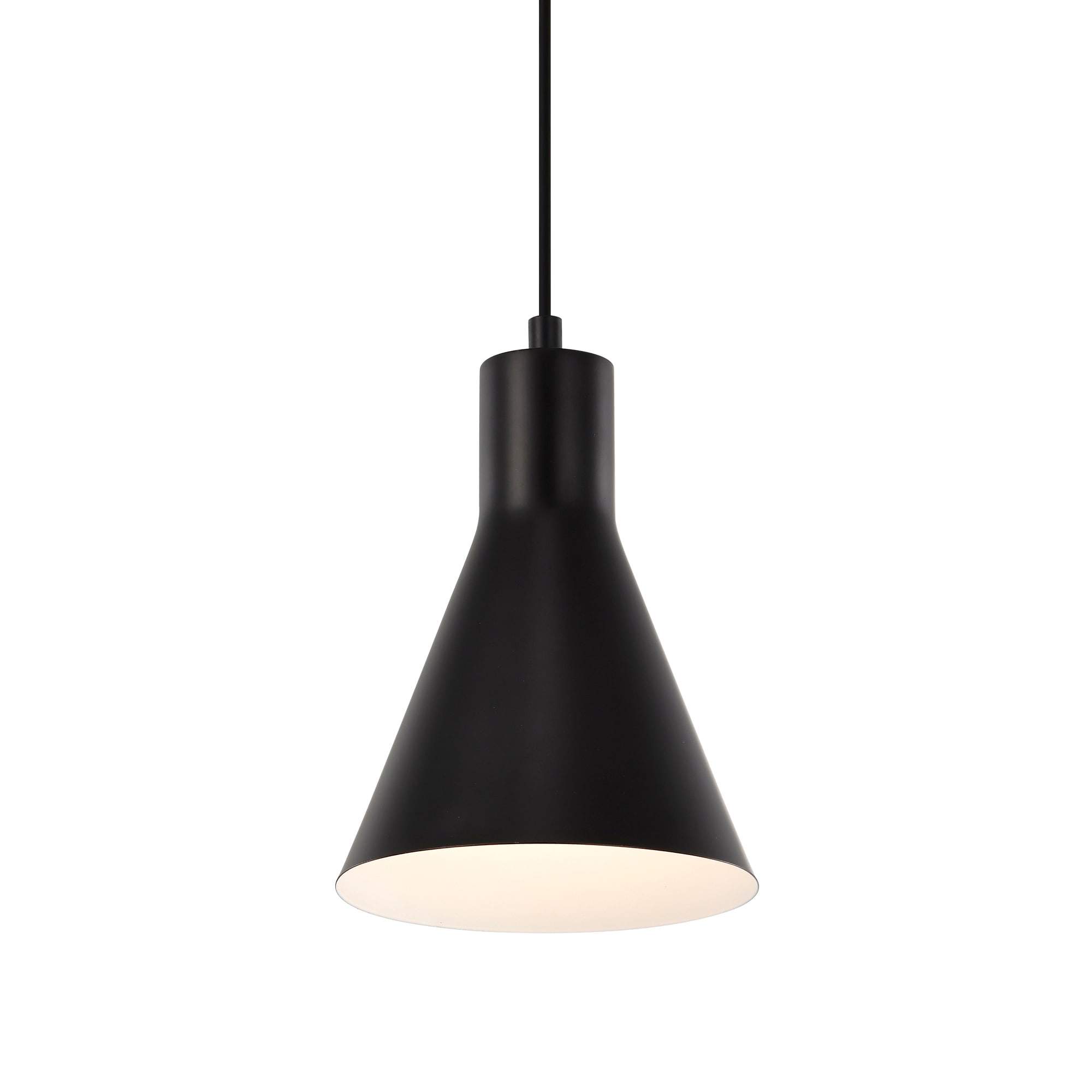 Edvivi EPJ3745BK 1 -Light Matte Black and White Modern/contemporary Cone Small Hanging Pendant light