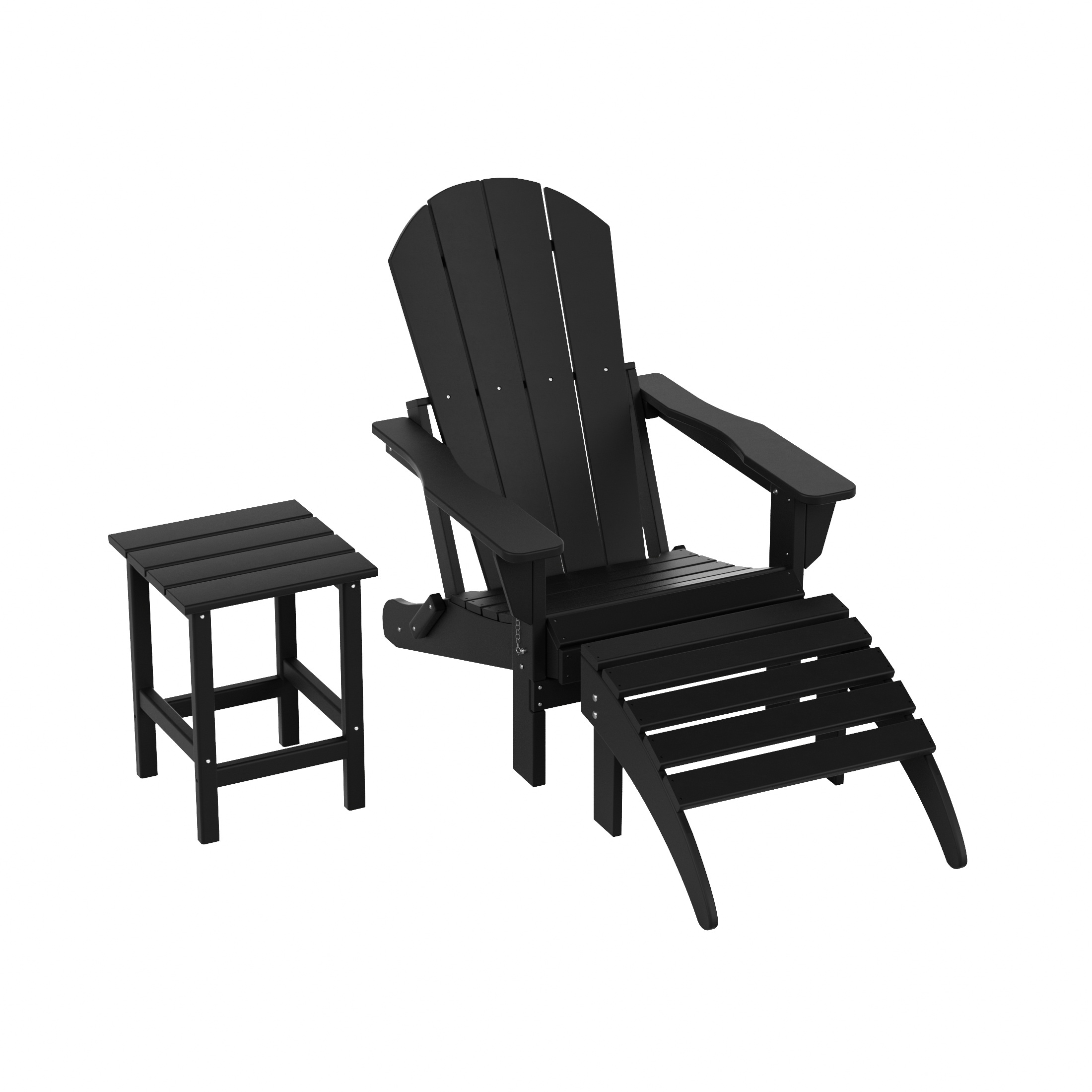 Westin Furniture 2001AOC-BK Laguna Black HDPE Frame Stationary Adirondack Chair with Slat Seat