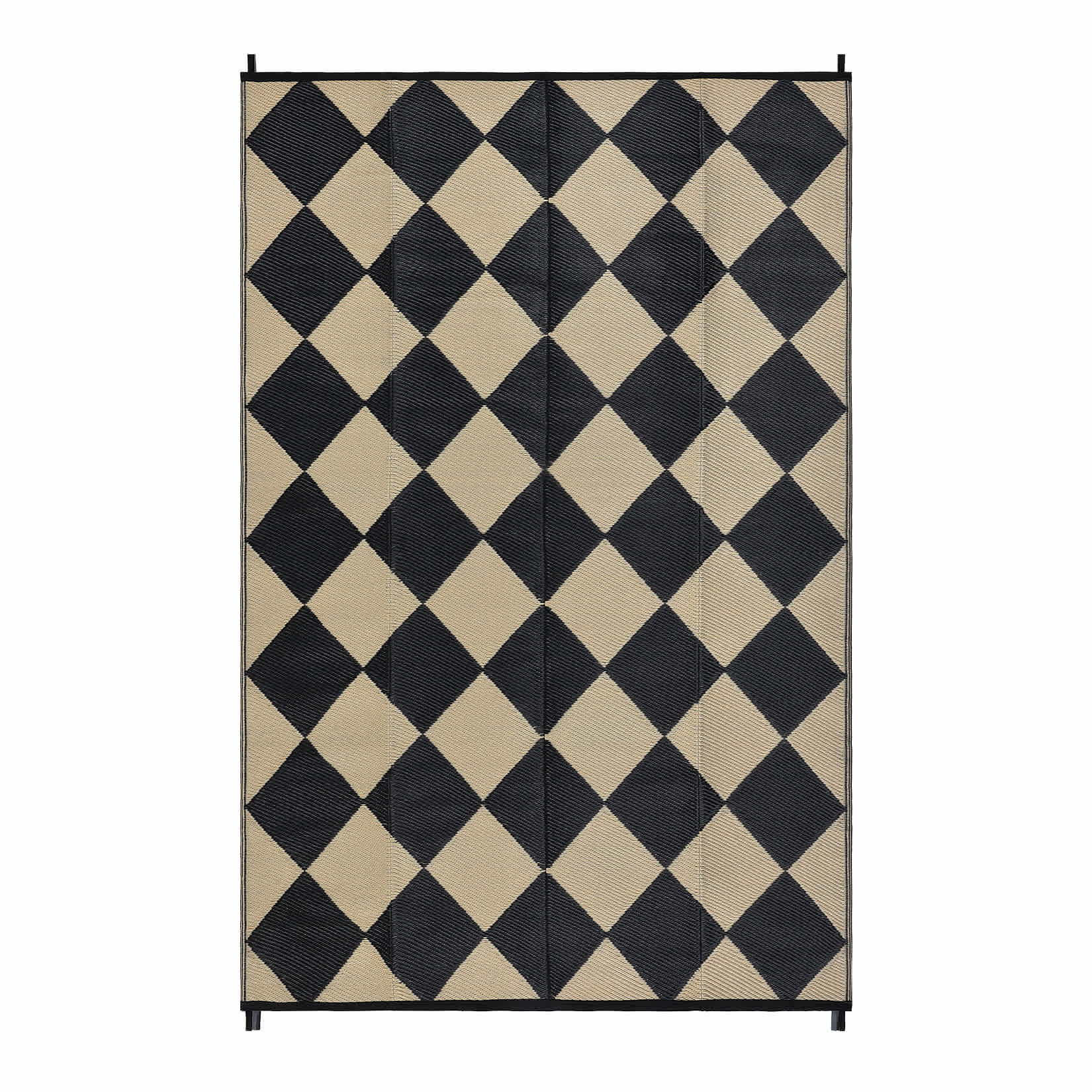 Qeetex LSN-PHO-156NK4WJ 9 x 12 ft Plastic Black Dark Brown Rectangular Beach Front Porches Patio Picnic RV Camping Garage Geometry Modern Area Rug