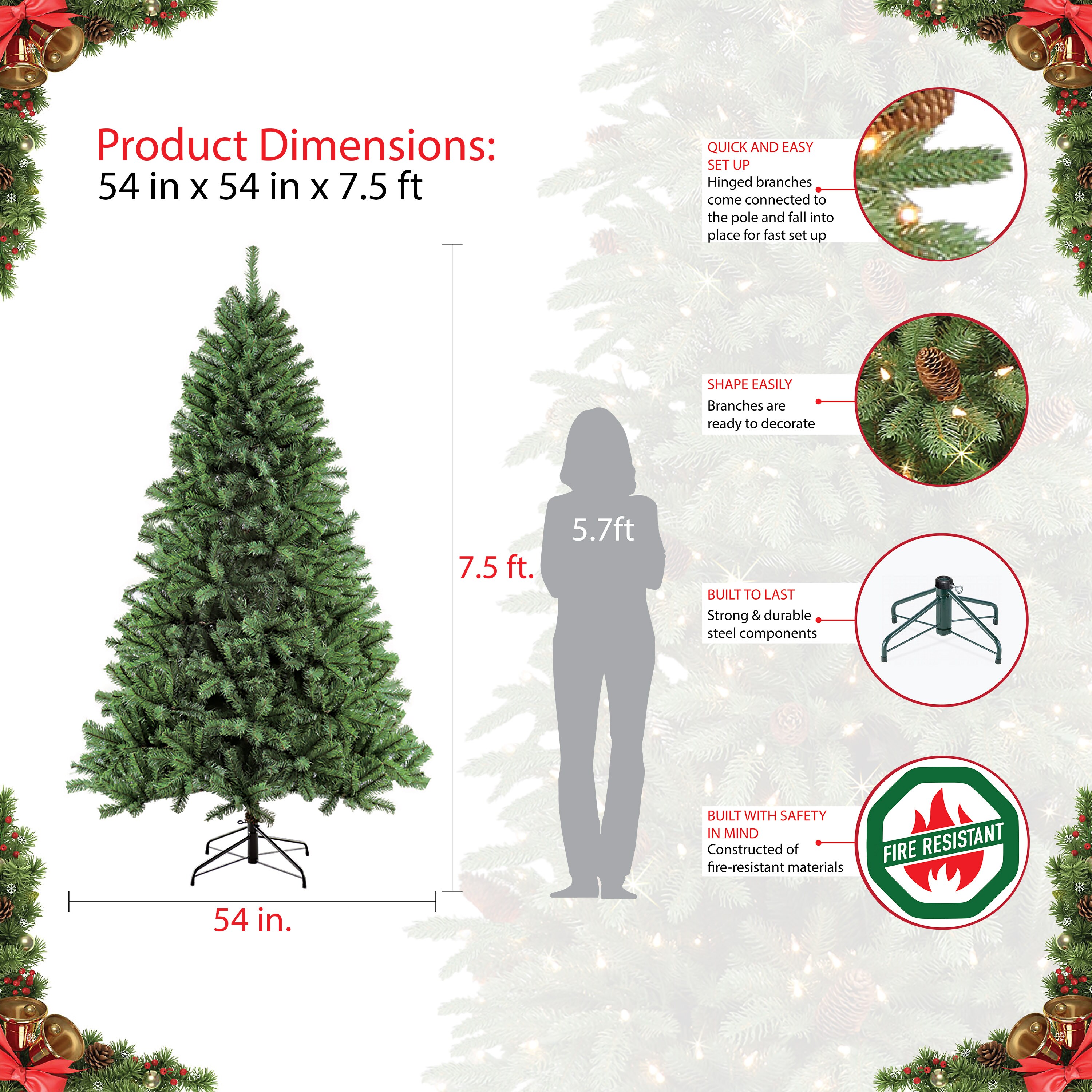 Puleo International NFGA-75 Artificial-Christmas-Trees - View #6