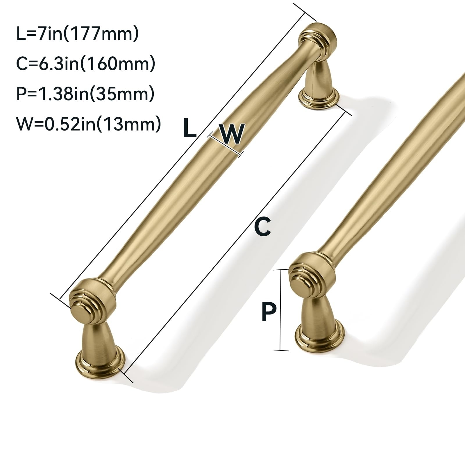 Aoibox  2 pack 6 1 4 in brushed brass cabinet pulls 160 mm center to center modern solid drawer handles 6 1 4