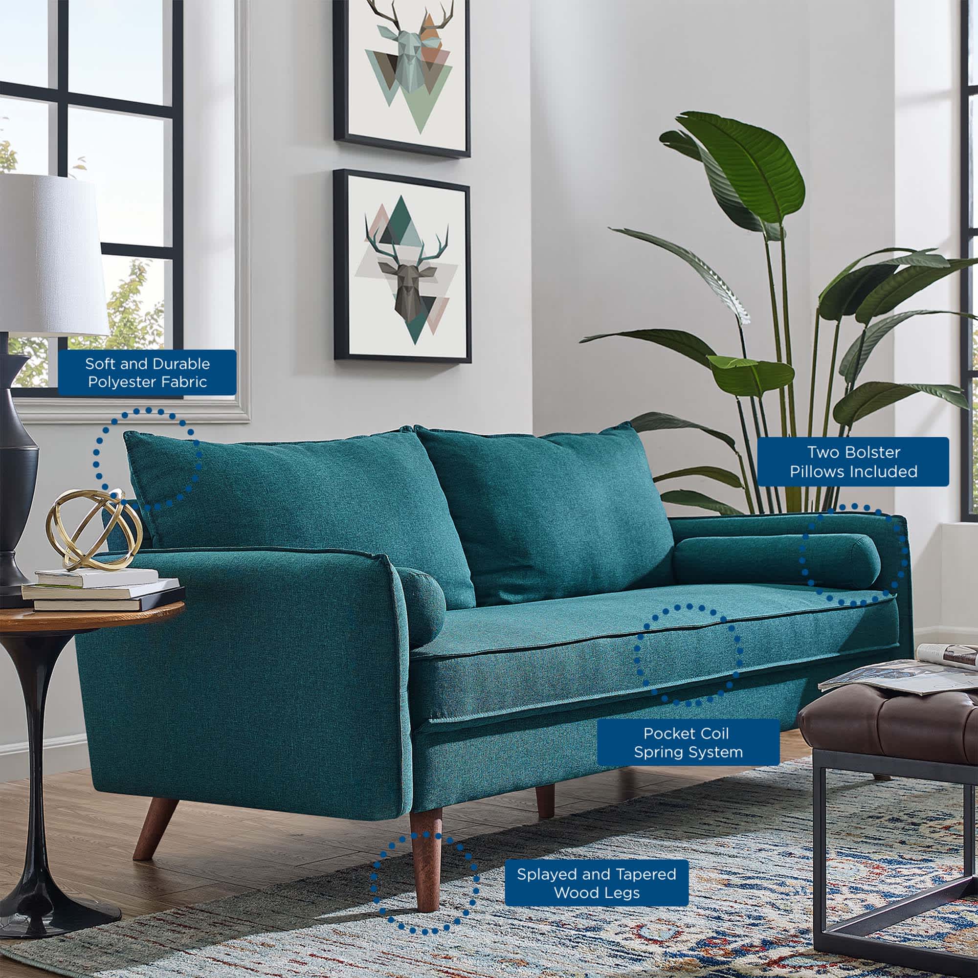 Modway EEI-3092-TEA Sofas-Loveseats - View #7