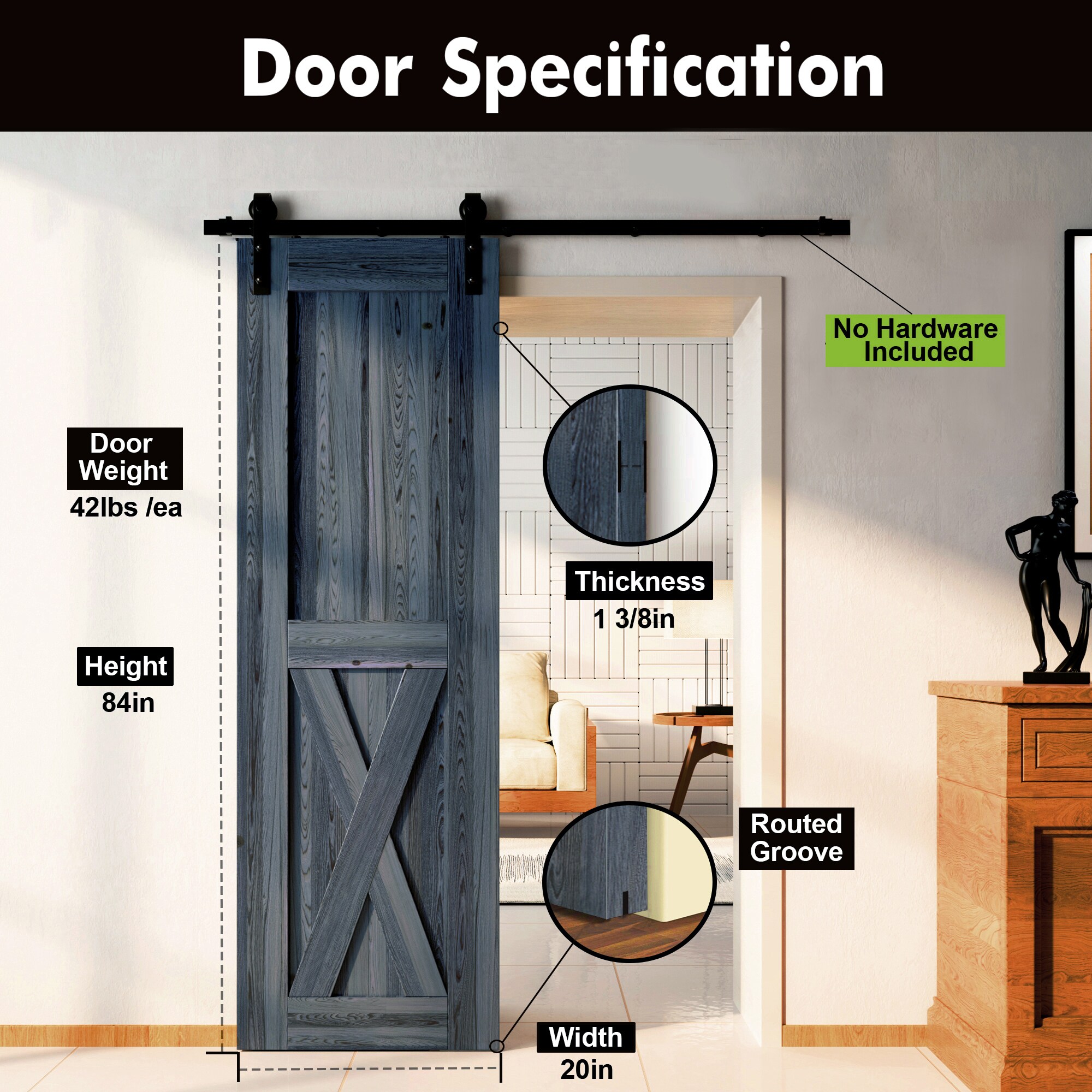 HOMACER 2084-X-NAVY Barn-Doors - View #3