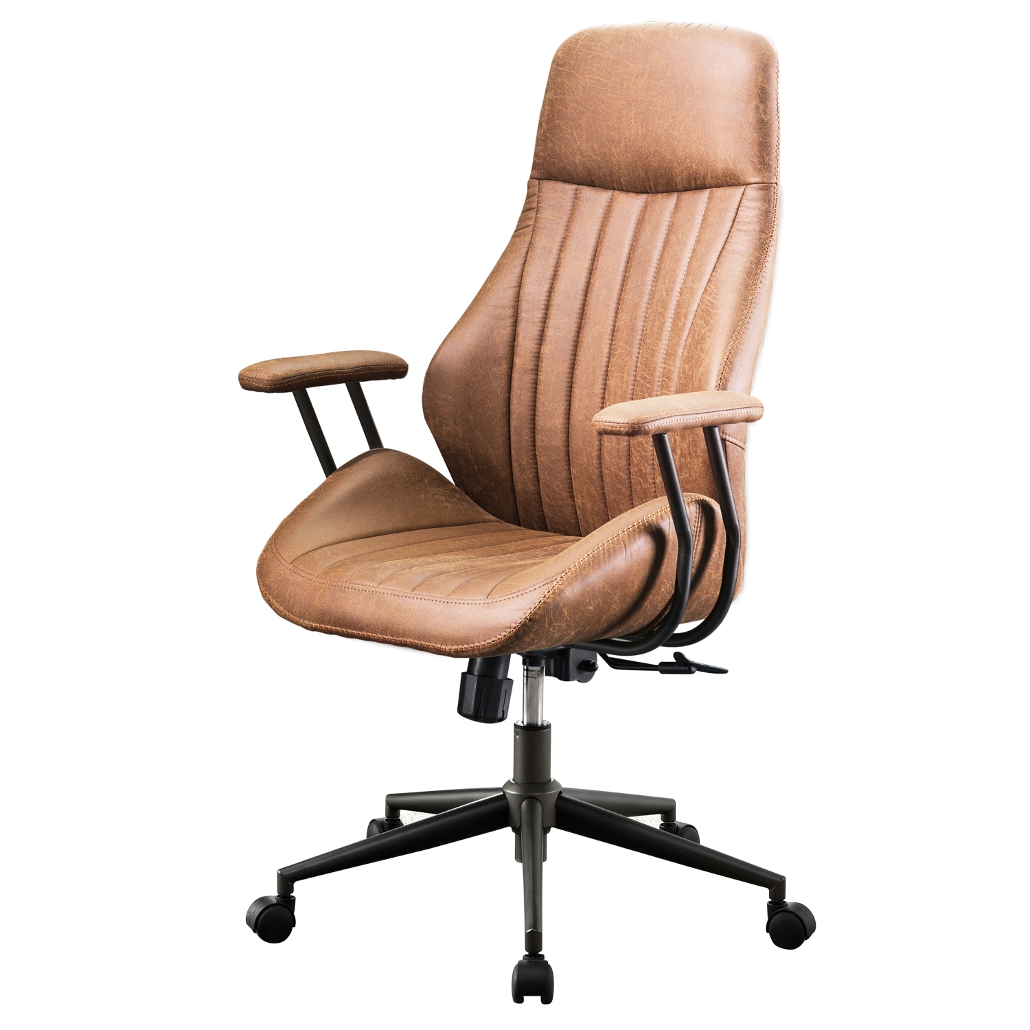 XIZZI Brown Seat Traditional Ergonomic Adjustable Height Swivel Upholstered Task  Chair in the Office Chairs department at 