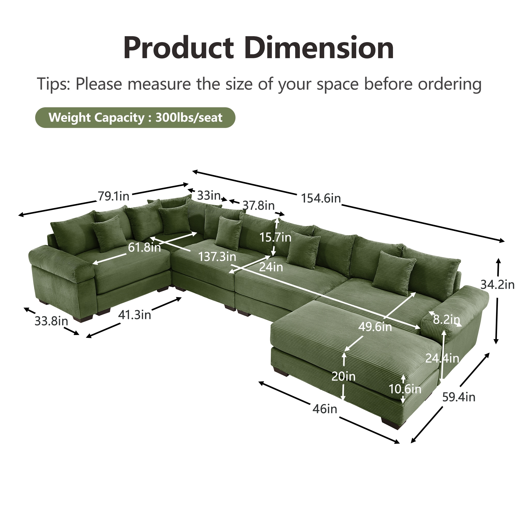 Homy Casa OCMSCQ GR Sofas-Loveseats - View #2