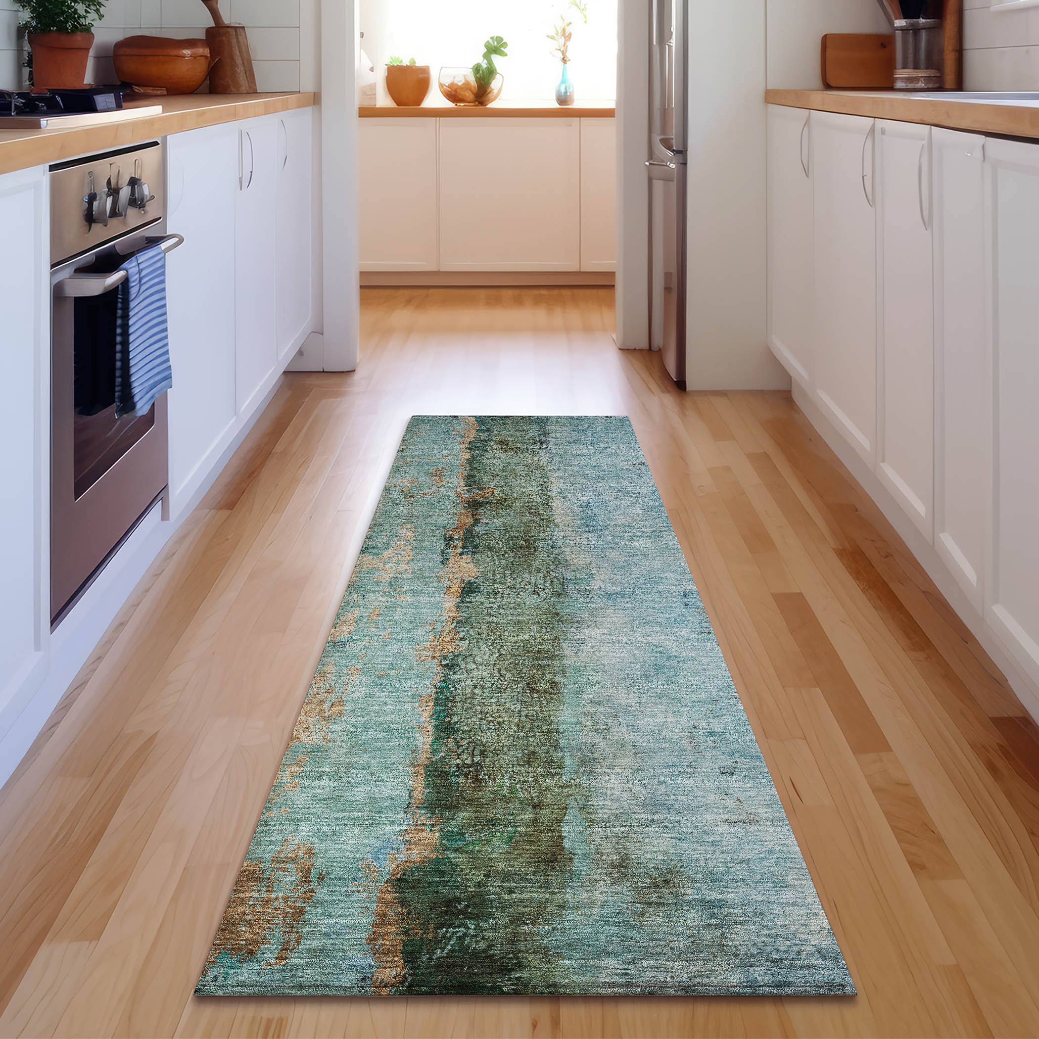 Addison Rugs AMF605BU2X8 Mayfield AMF605BU 2 x 7 (ft) Loomed Polyester Blue Rectangular Indoor Geometric Machine washable Area rug