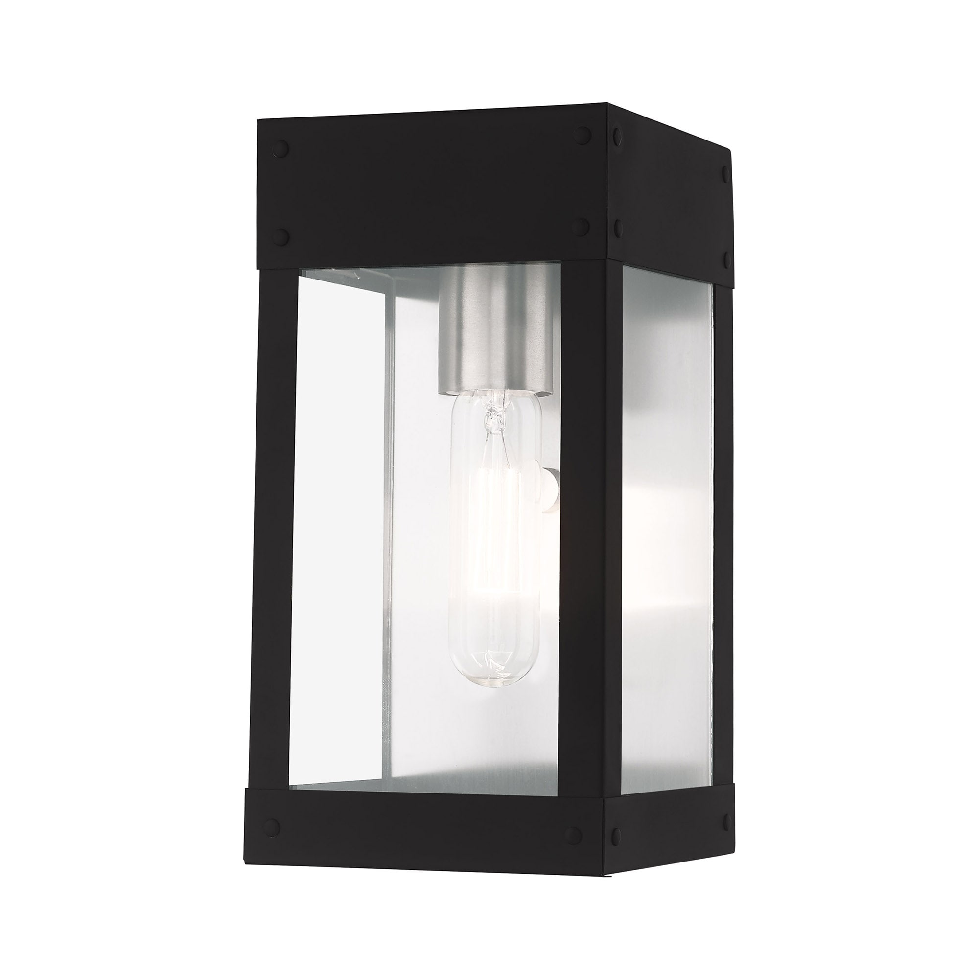 Livex Lighting 20871-04 Barrett 1 -Light 9.75-in H Matte Black Hardwired Outdoor Wall Light