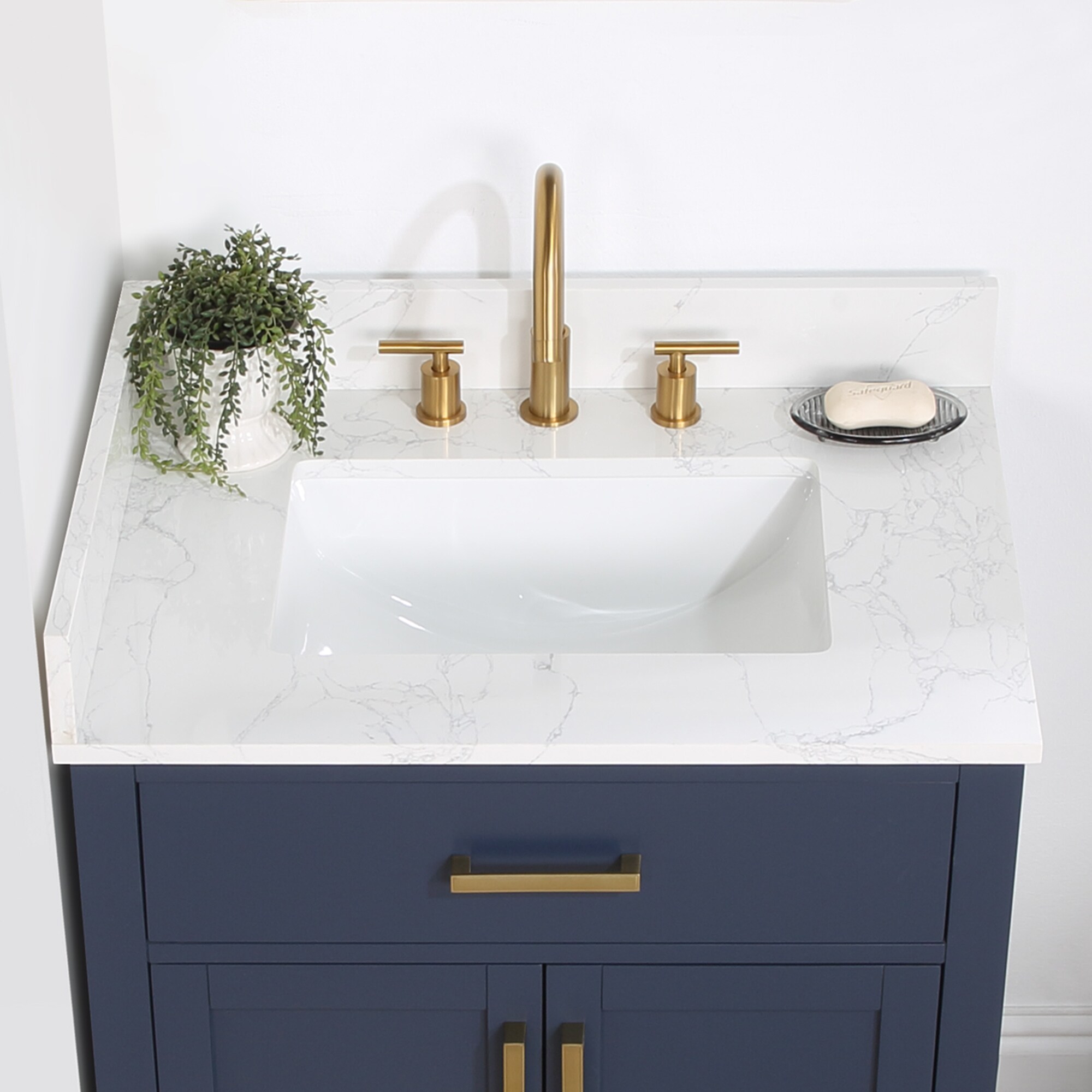 Gavino 30" Royal Blue Wood Vanity with Composite Stone Top