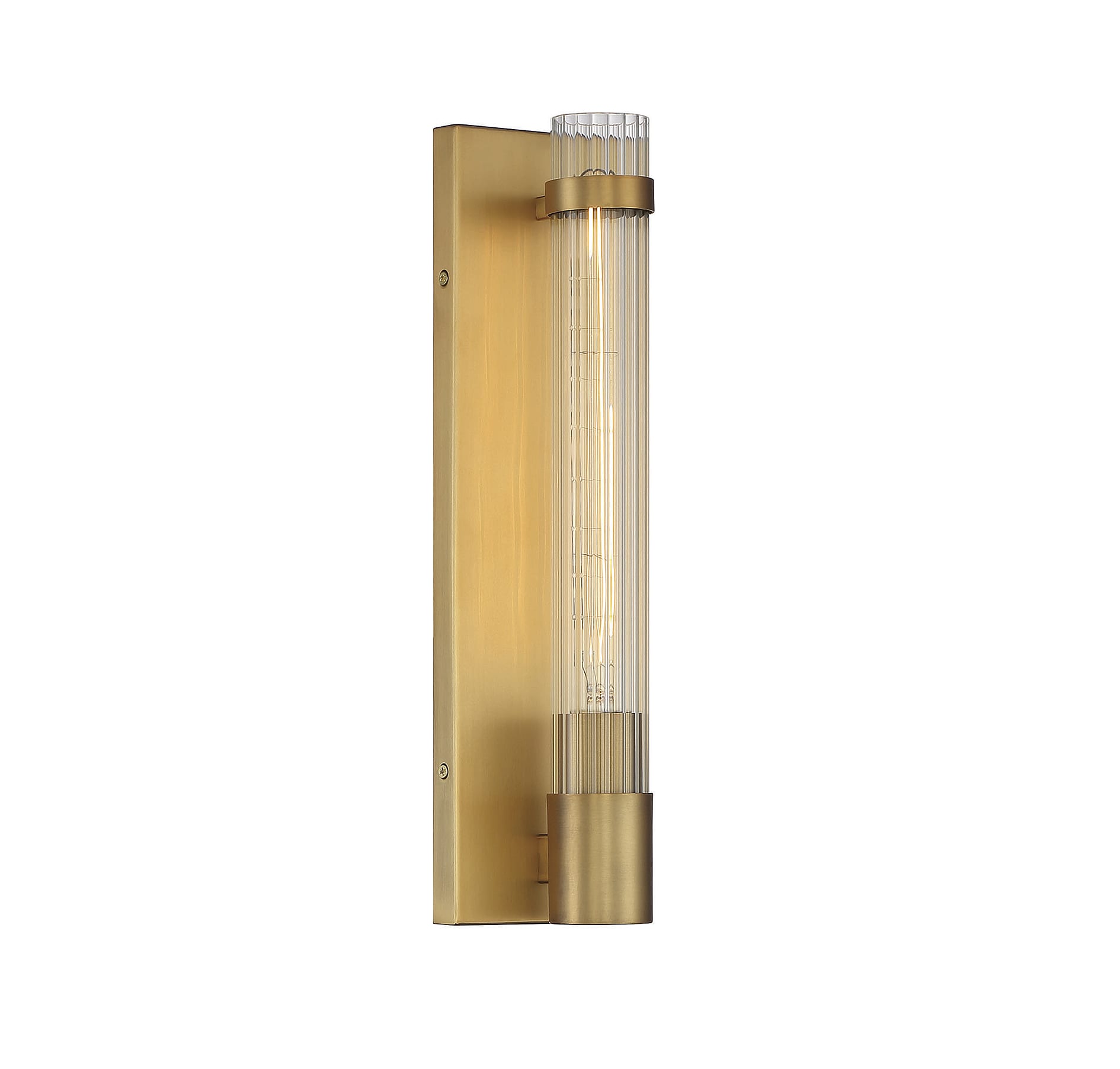Willmar Warm Brass 1-Light Wall Sconce with Reeded Glass
