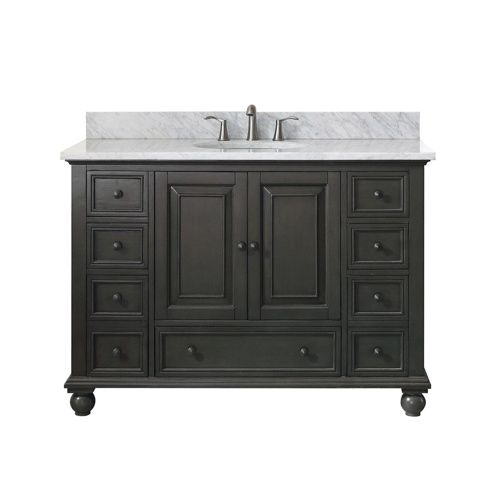Avanity THOMPSON-VS48-CL-C Thompson 49-in Charcoal Glaze Undermount Single Sink Bathroom Vanity with Carrera White Natural Marble Top