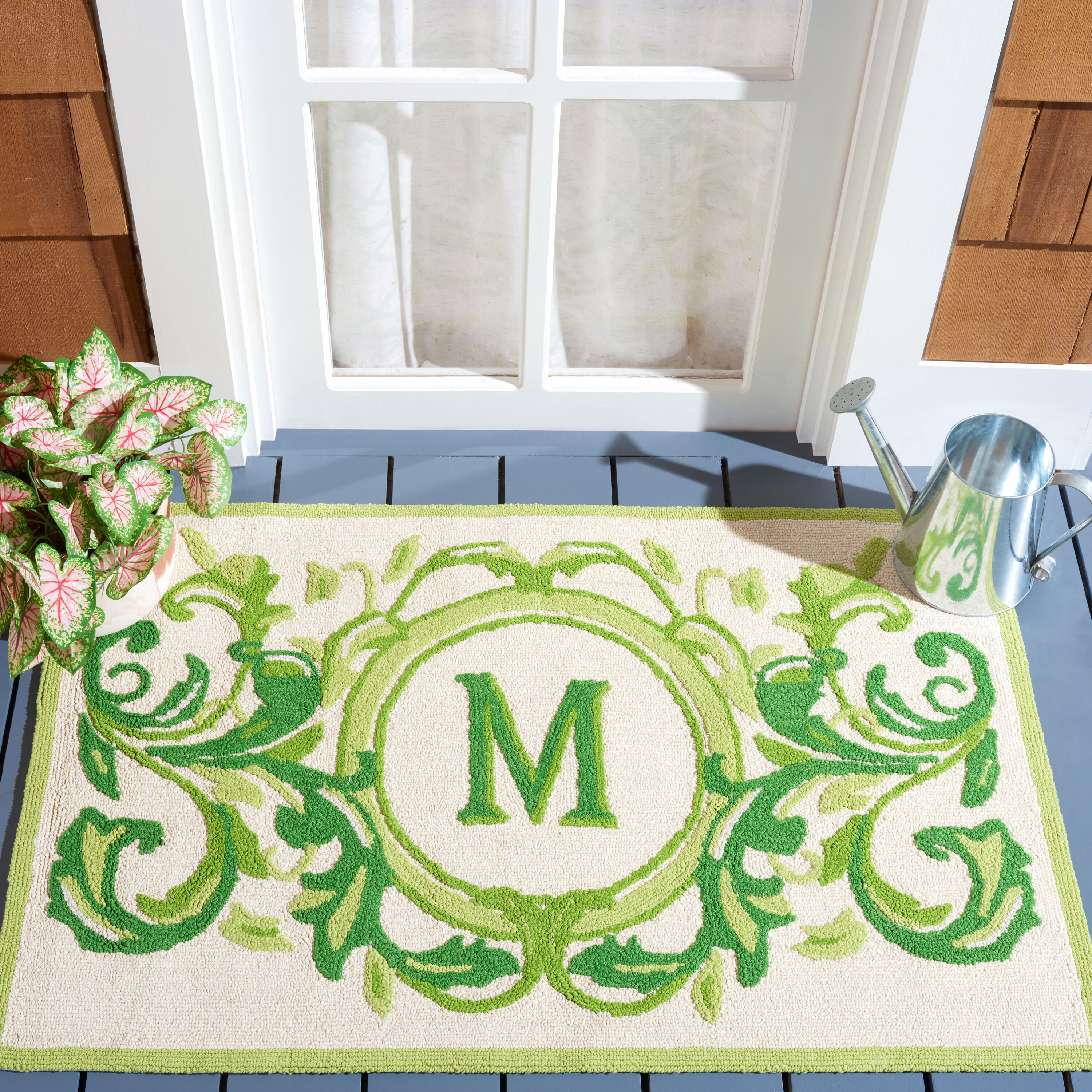 Monogram 262V Green 3 x 4 Rectangular Area rug