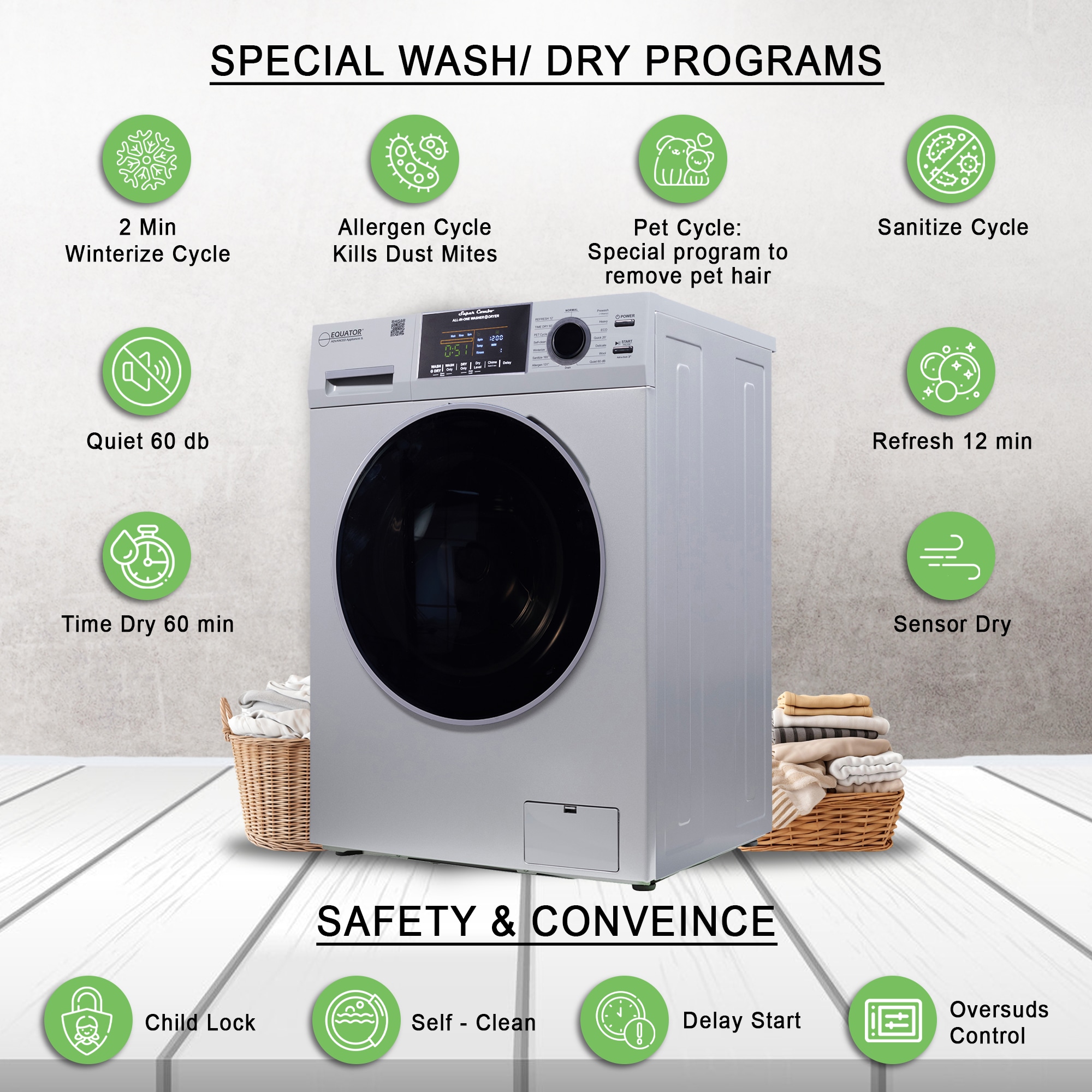 Silver 1.62 cu. ft. Stainless Steel Smart Washer Dryer Combo
