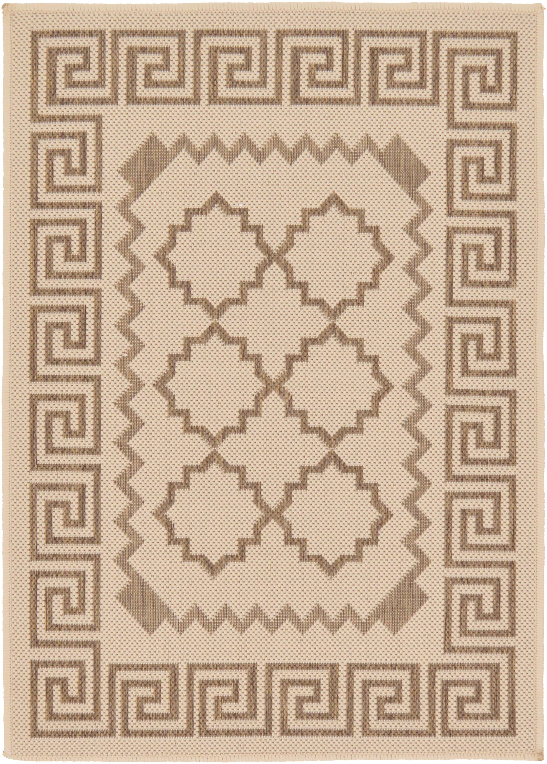 Unique Loom 3126674 Stars Outdoor 2 x 3 (ft) Loomed Polypropylene Beige Rectangular Indoor/Outdoor Geometric Global Area rug
