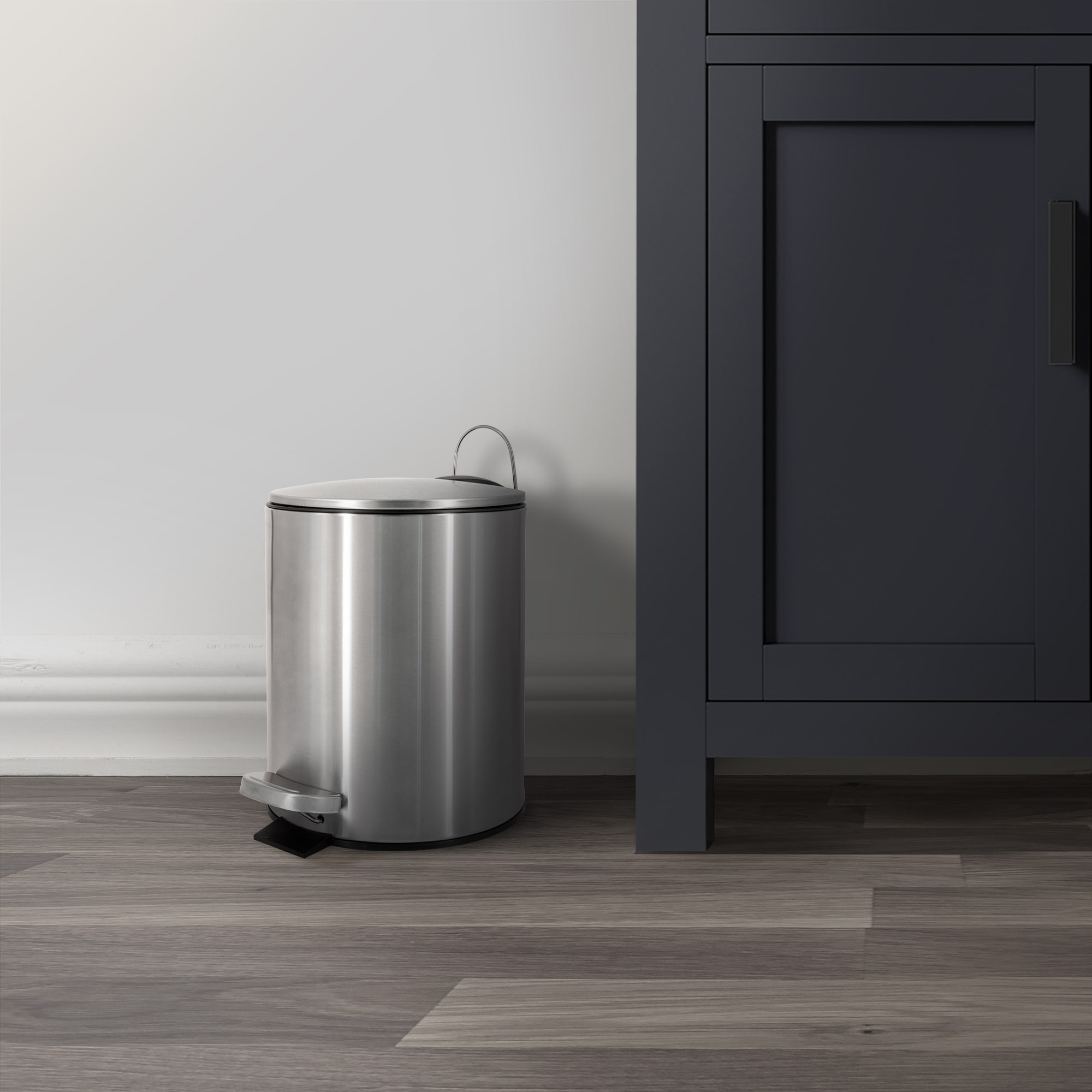 Brushed Nickel Trash Can