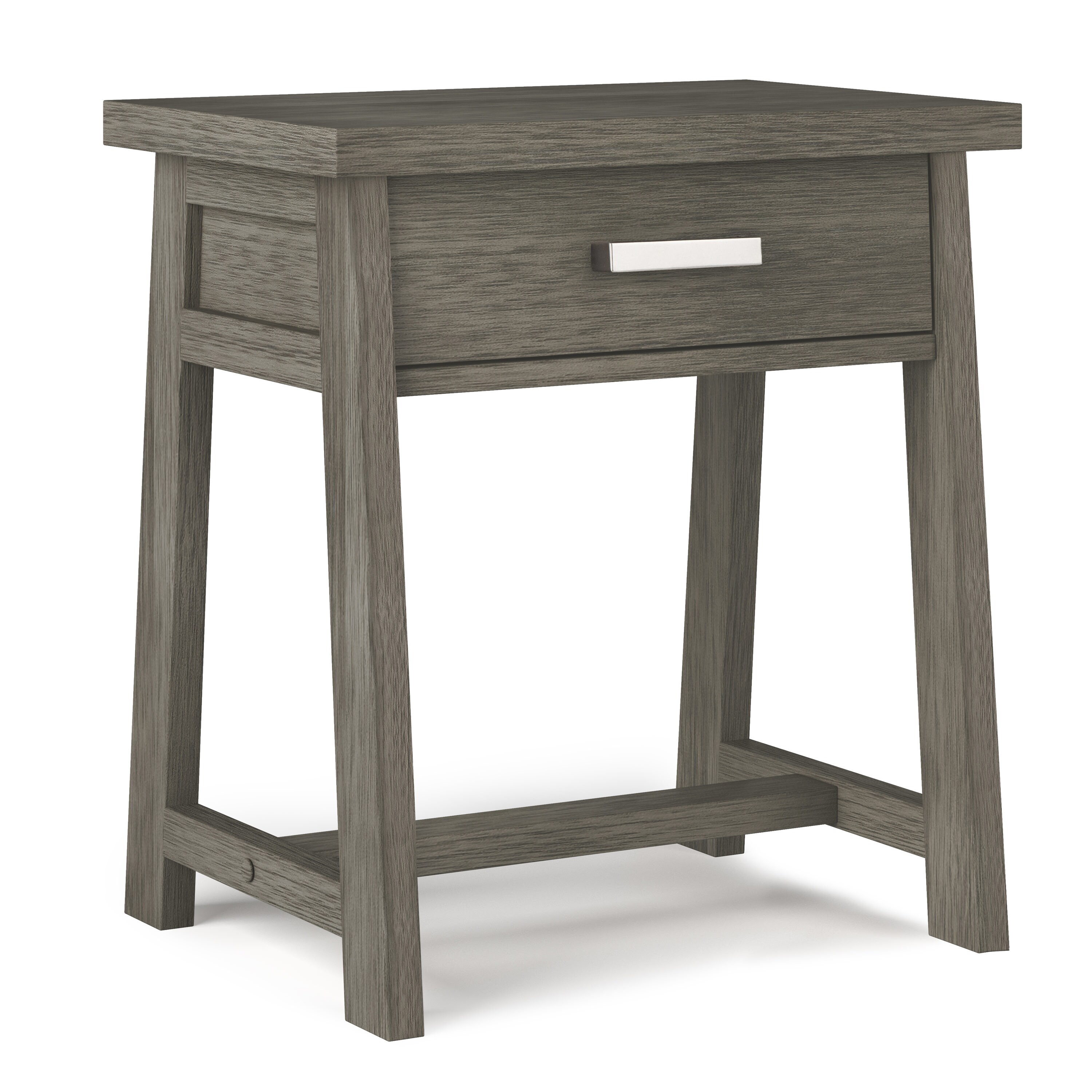 Simpli Home AXCSAW-BSFG Sawhorse Farmhouse Grey Pine Nightstand